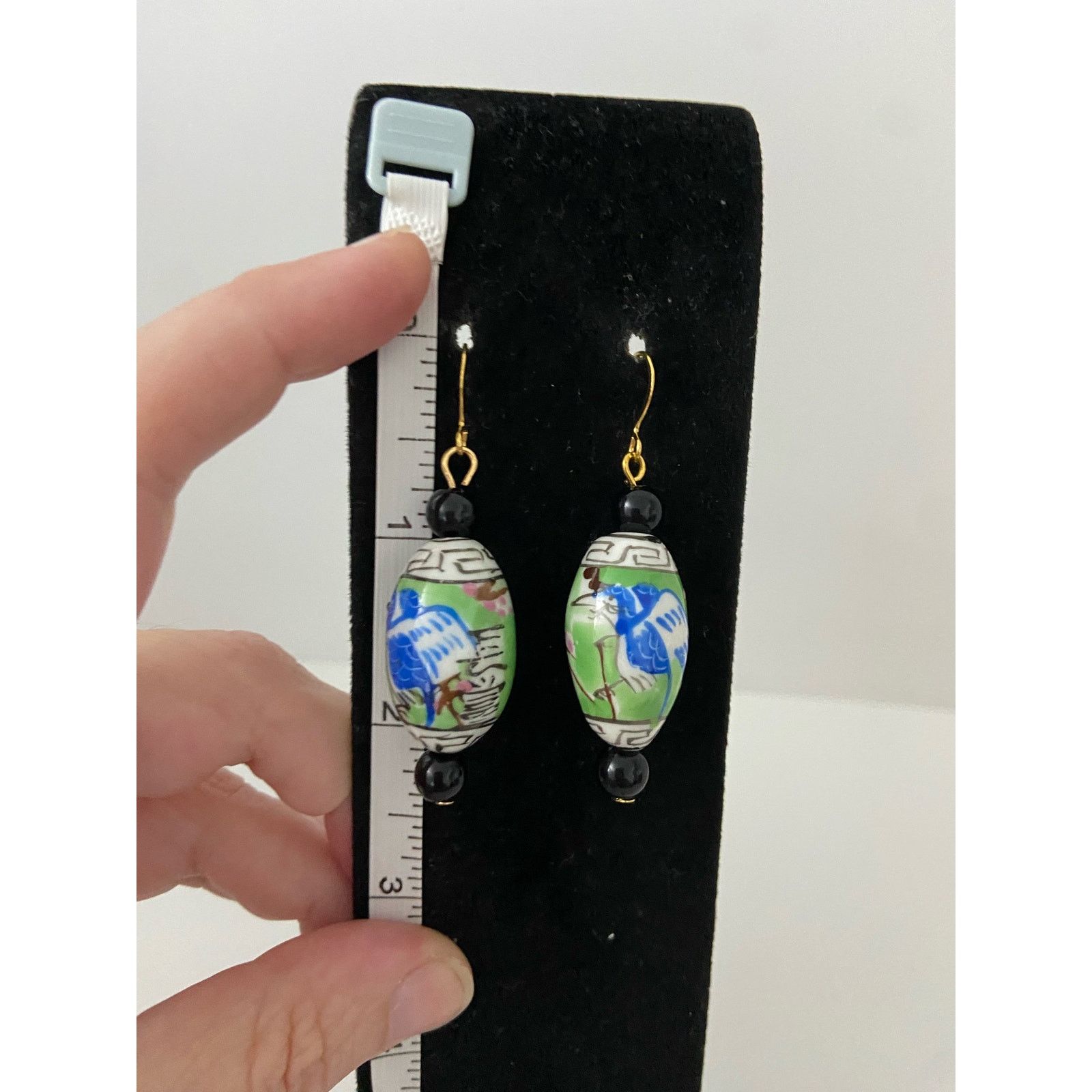 Handmade Handmade painted ceramic bird design earrings Size ONE SIZE - 3 Thumbnail