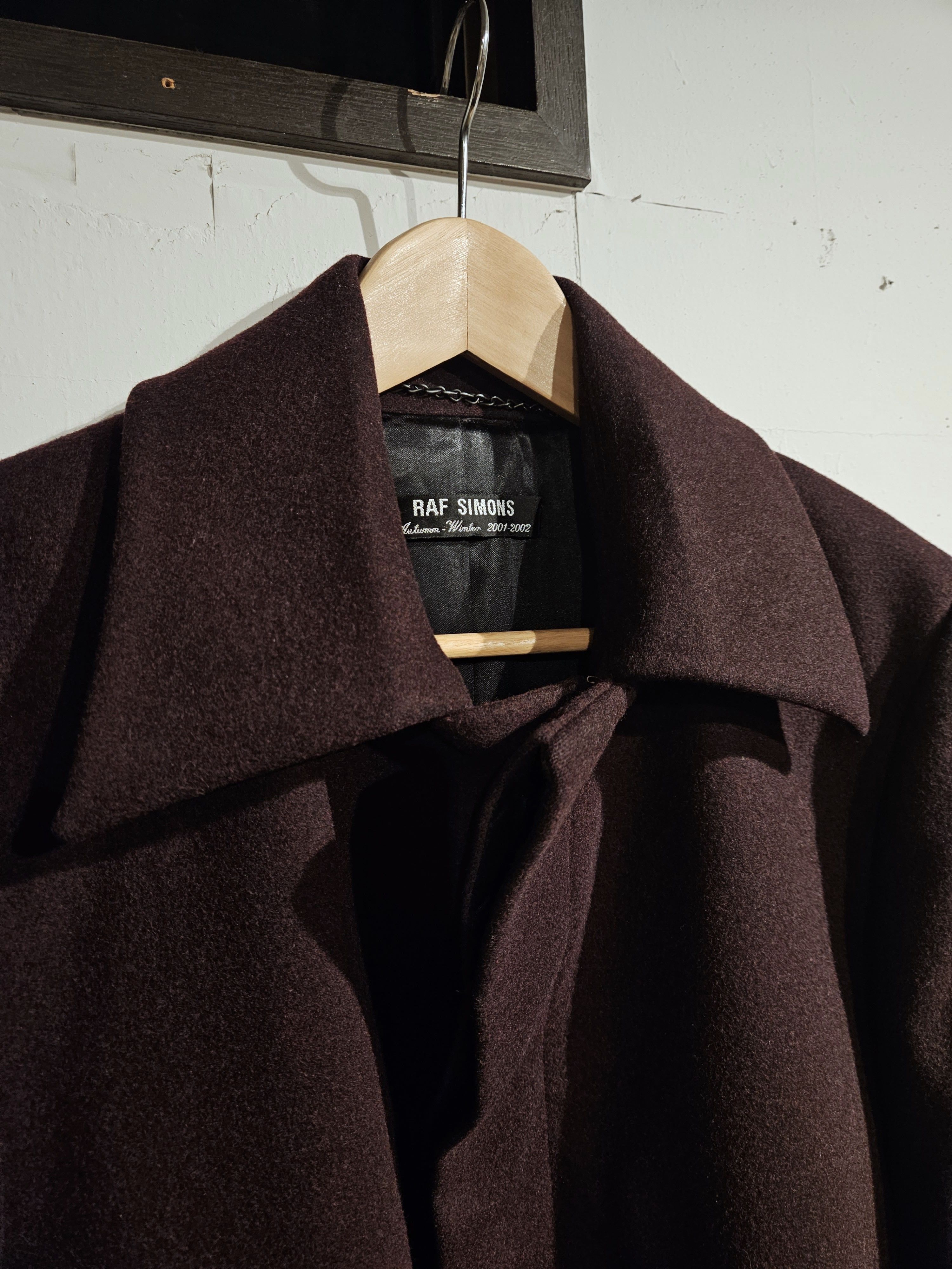 Raf Simons AW 2001-2002 Riot Riot Riot Aubergine Wool Coat Size US M / EU 48-50 / 2 - 3 Thumbnail