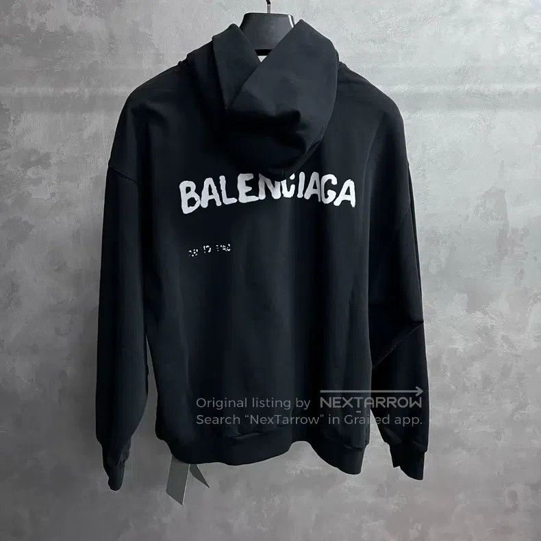 Balenciaga Balenciaga Black Solid Color Brand Logo Printed Hooded Lon Size US S / EU 44-46 / 1 - 2 Thumbnail