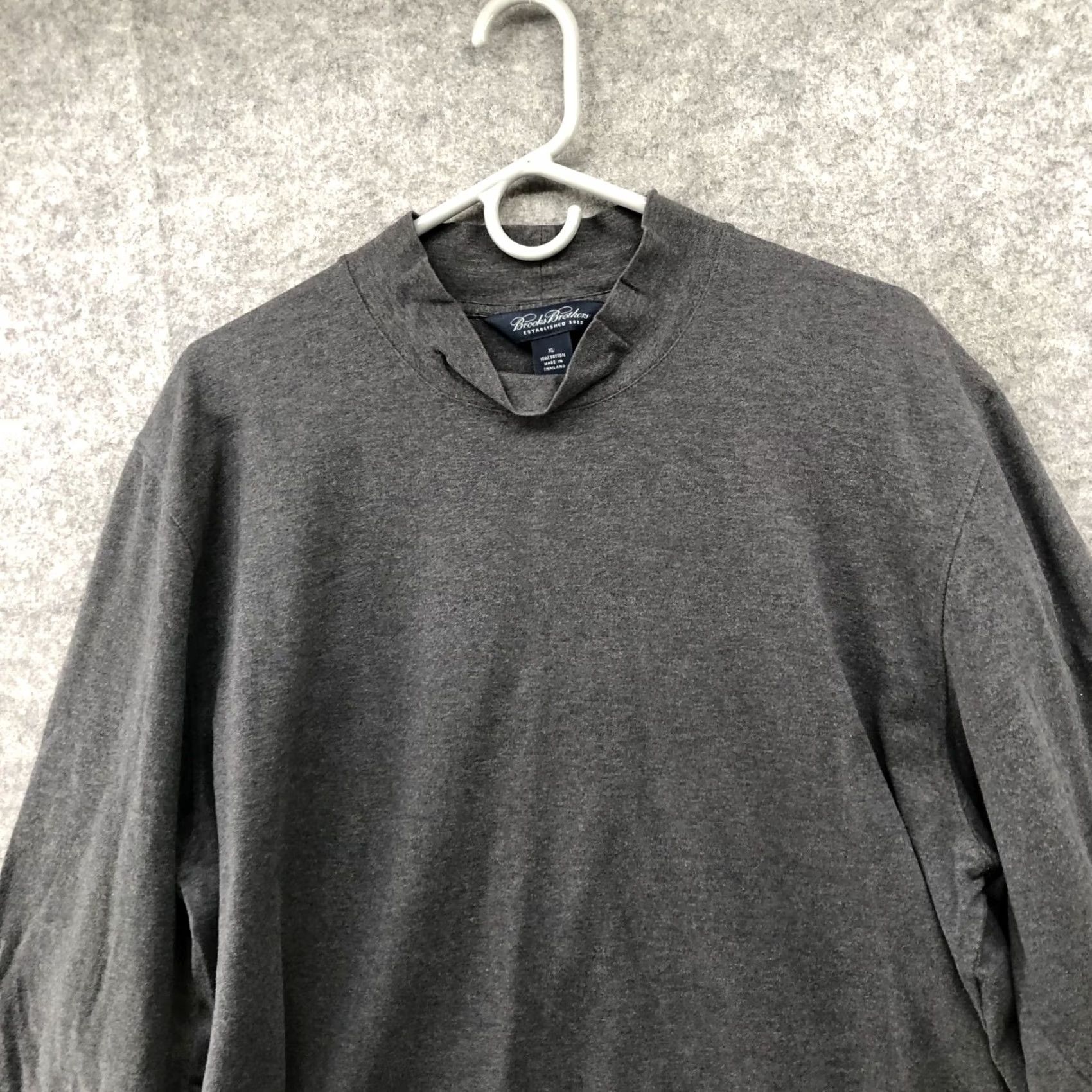 Brooks Brothers Brooks Brothers Mock Neck T Shirt Mens XL Gray Cotton Long Sleeve Size US XL / EU 56 / 4 - 3 Thumbnail