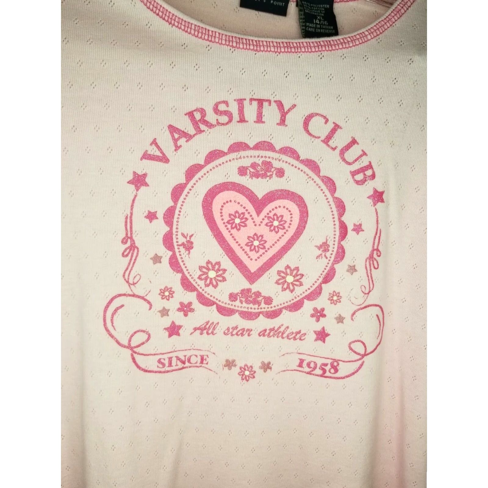Vintage Varsity Baileys Point Club Long Sleeve Pink T-Shirt Women's XL Size XL / US 12-14 / IT 48-50 - 2 Thumbnail