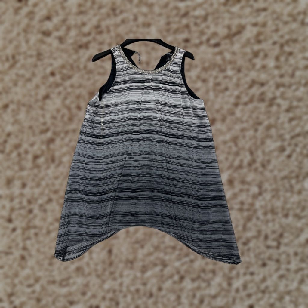 Alfani Alfani Shirt Women's Small Gray Striped Beaded 100% Polyester Sleeveless Tank - Casual, Knit, Round Neck, Pullover, Regular Fit, Gray, Tank, Women Size S / US 4 / IT 40 - 1 Thumbnail