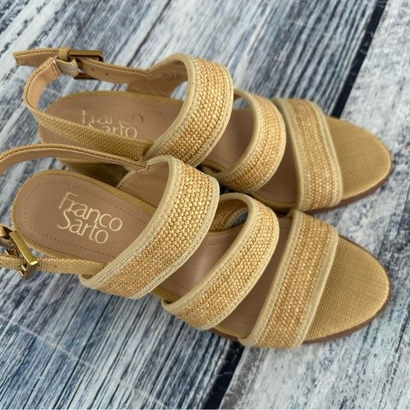 Franco Sarto Franco Sarto Women's Natural Color Buco Raffia Heeled Sandal Size US 7.5 / IT 37.5 - 4 Thumbnail