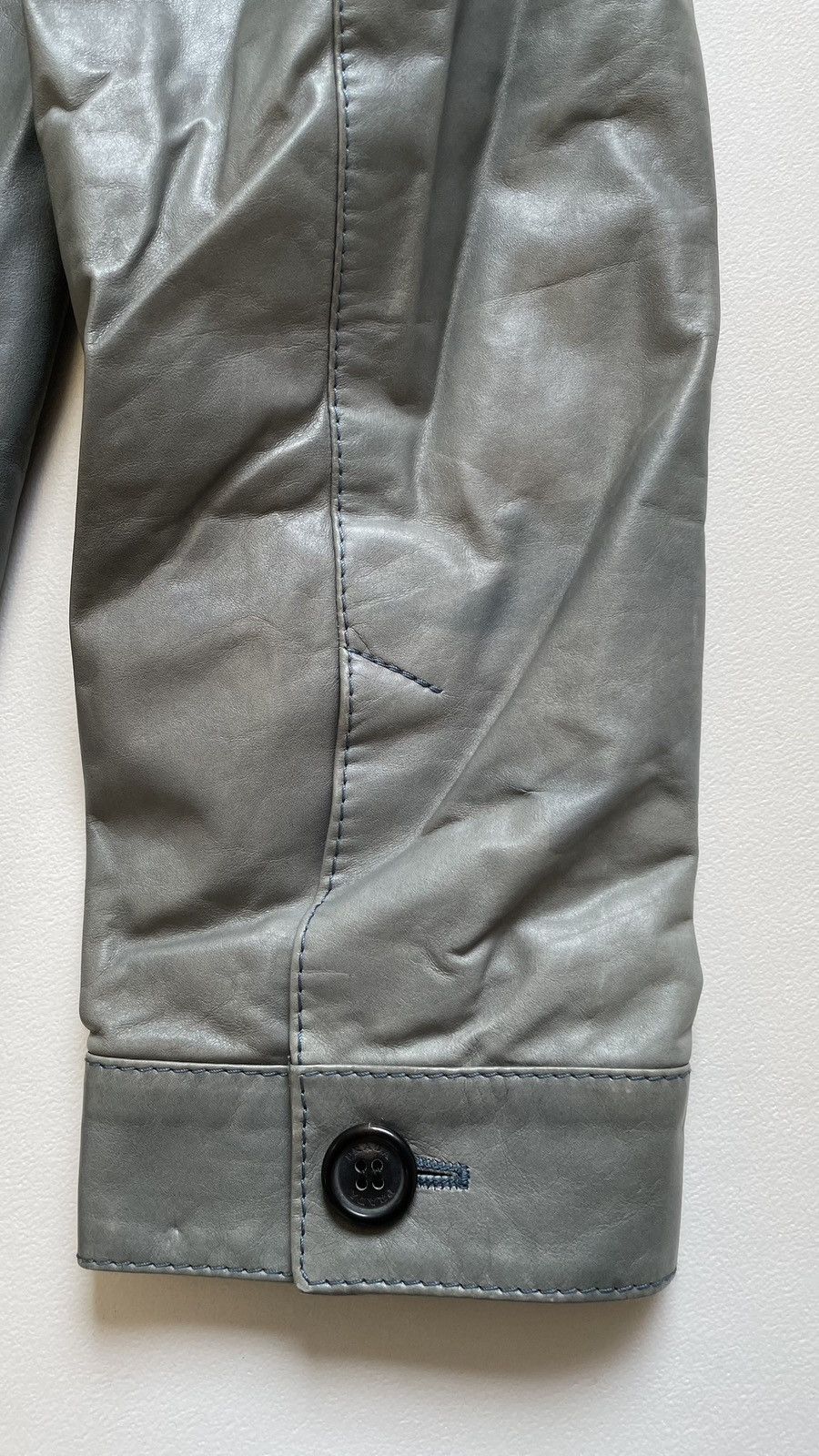 Prada Mid 2000s Powder Blue Treated Leather Jacket Size US M / EU 48-50 / 2 - 20 Thumbnail