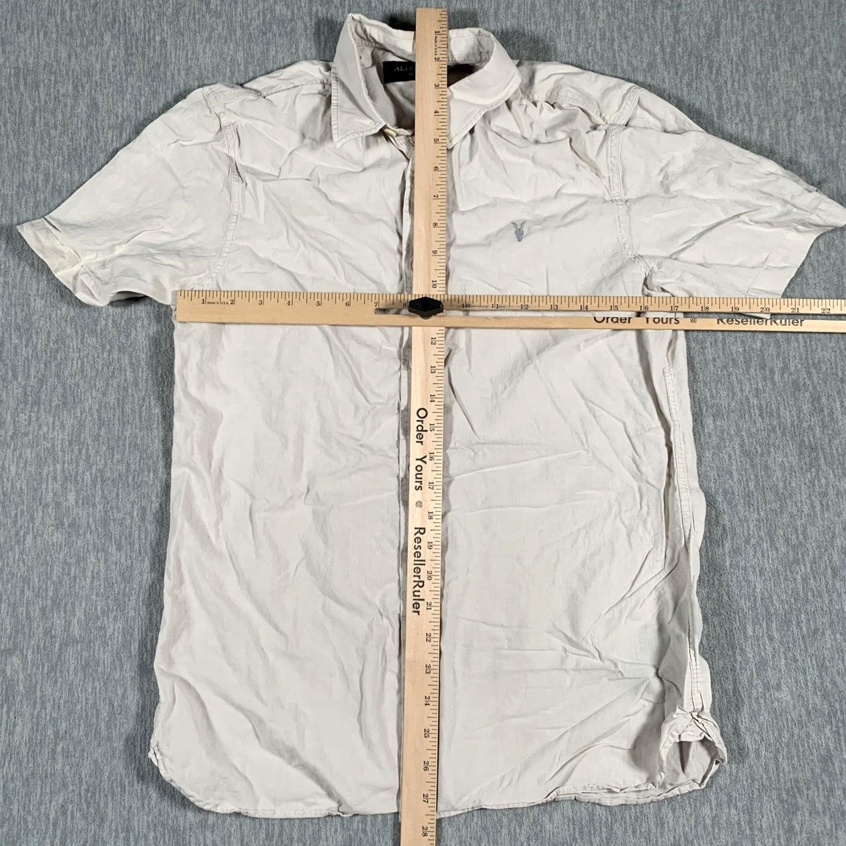 Allsaints AllSaints Shirt Mens Small Beige Linen Cotton Short Sleeve Button Front Casual Size US S / EU 44-46 / 1 - 6 Thumbnail