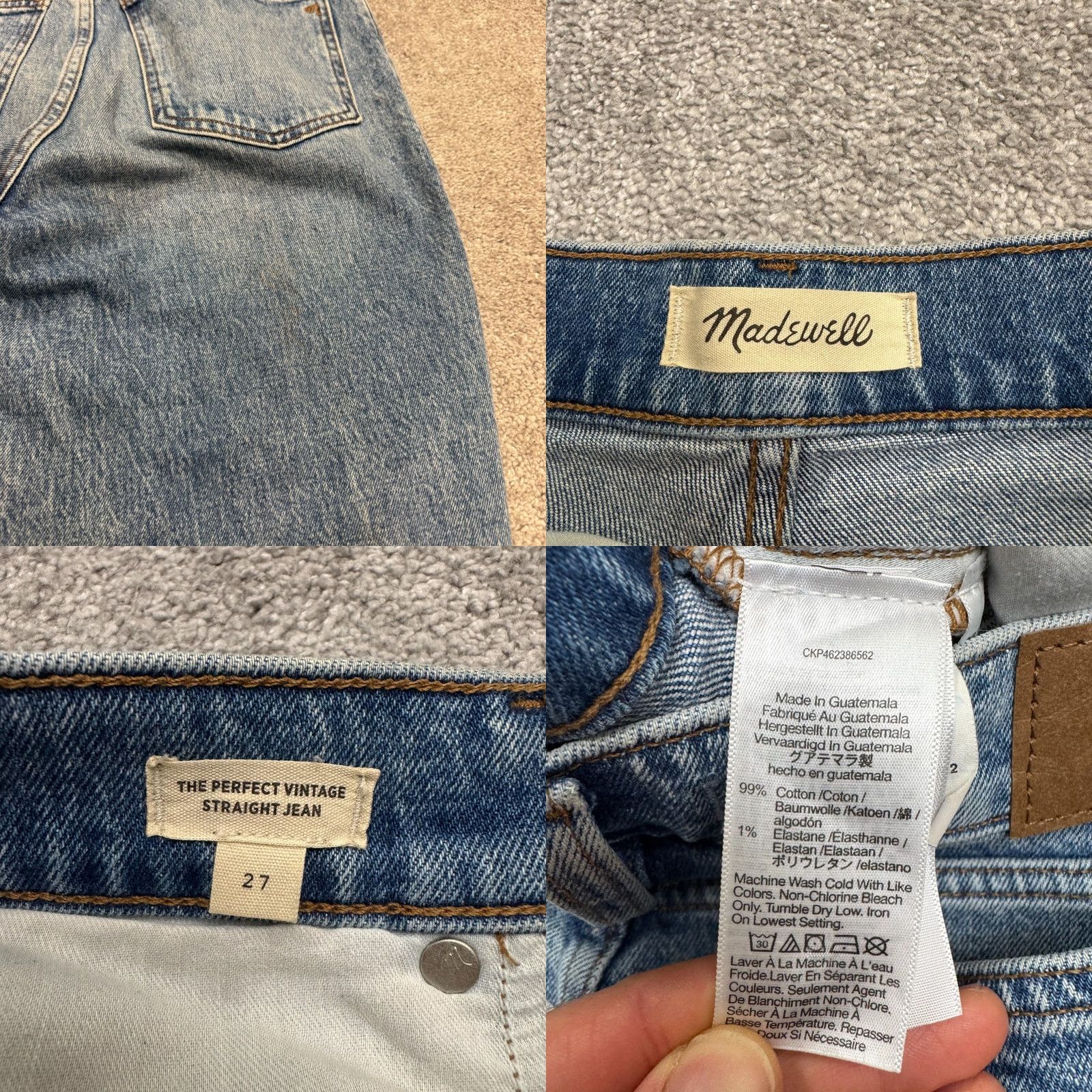 Madewell Madewell Jeans The Perfect Vintage Straight Denim Womens 27 High Rise Distressed Blue 5-Pocket Regular Fit City Grunge Classic Mens Womens Girls Size 27" / US 4 / IT 40 - 8 Thumbnail