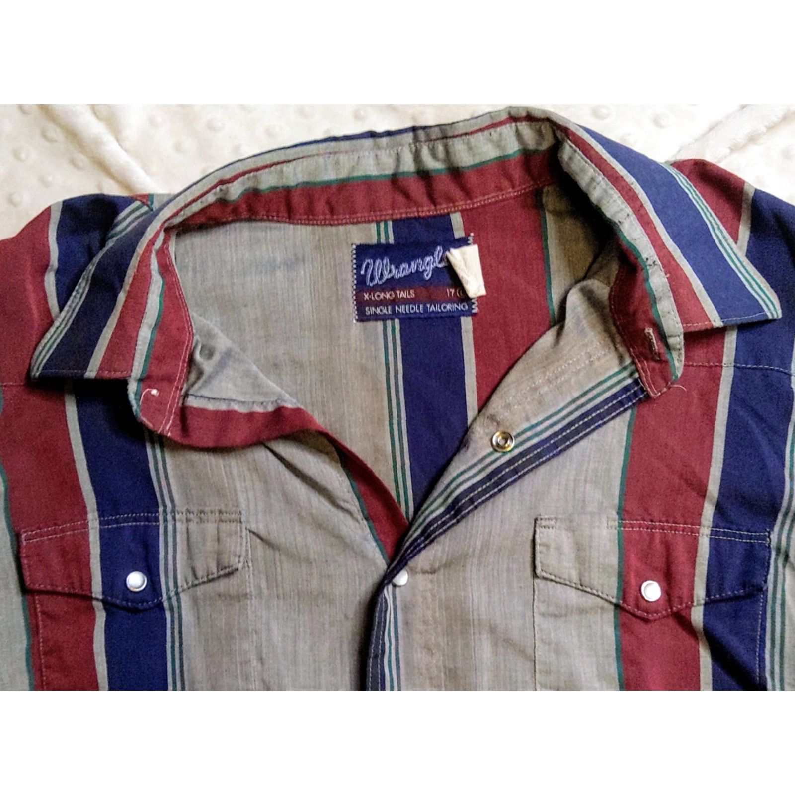 Wrangler VINTAGE Wrangler Shirt Men L Gray Striped Button-Up Western 90s Retro Wool? Size US L / EU 52-54 / 3 - 4 Thumbnail