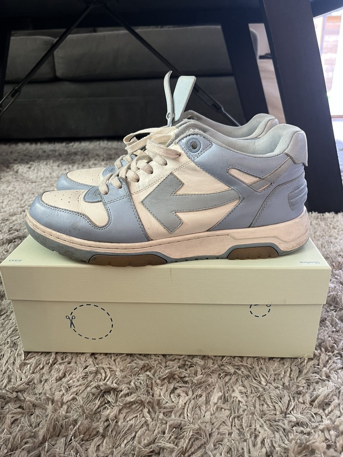 Off-White Off White Out Of Office Calf Leather Sneaker Light Blue Size US 13 / EU 46 - 5 Thumbnail