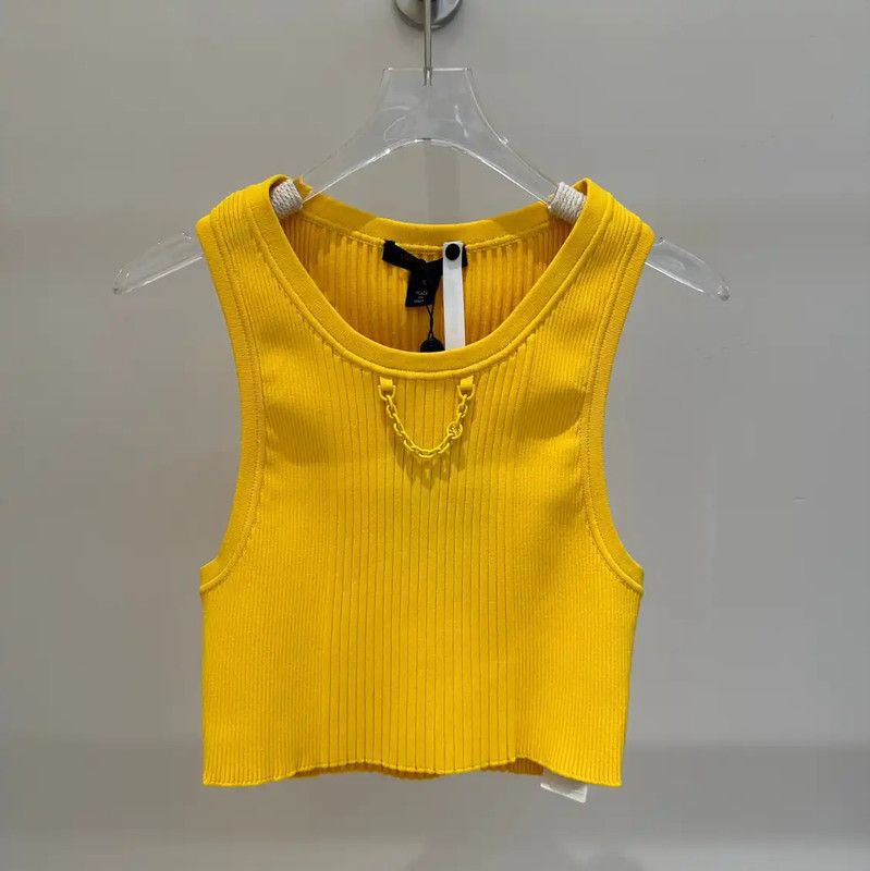 Louis Vuitton Louis Vuitton Yellow Knit Logo Top 0089 Size S / US 4 / IT 40 - 1 Thumbnail