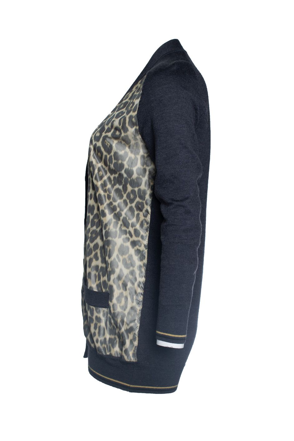Hermes Hermes, grey cardigan with leopard print Size XS / US 0-2 / IT 36-38 - 4 Thumbnail