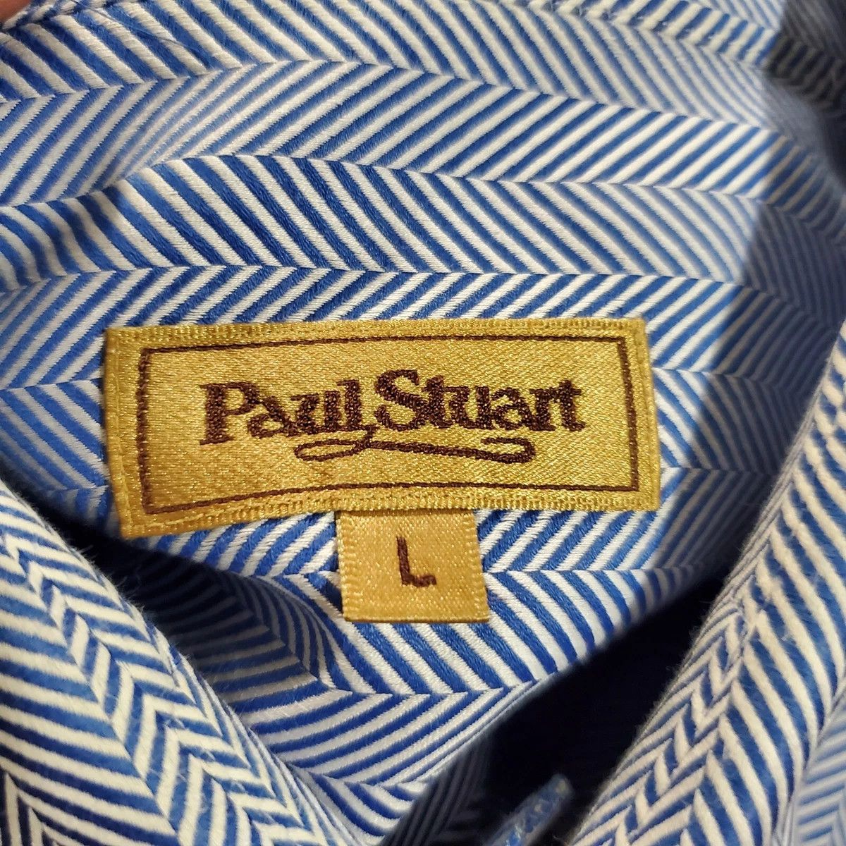 Paul Smith Paul Smith Mens Large Blue White Herringbone LS Dress Shirt Size US L / EU 52-54 / 3 - 13 Thumbnail
