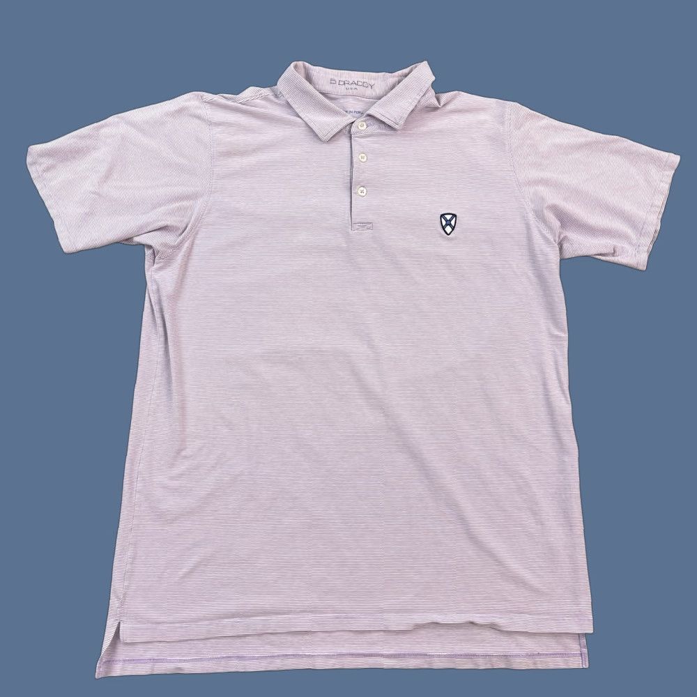 Vintage B Draddy Sport Polo Shirt Mens Large Purple Stripe Embroidered Performance Golf Shirt Size US L / EU 52-54 / 3 - 1 Thumbnail