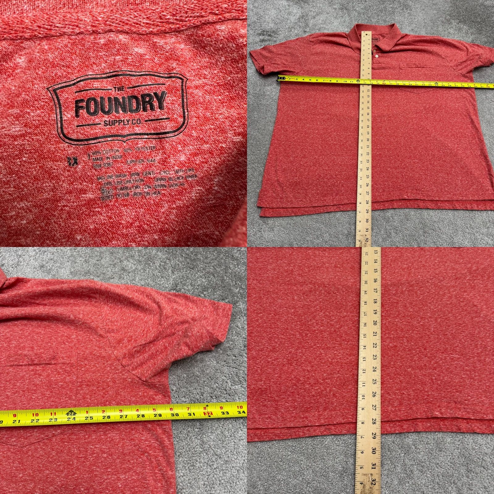 Vintage Foundry Shirt Mens 3XL Red The Supply Polo Heather Short Sleeve Pocket Casual Size US XXL / EU 58 / 5 - 8 Thumbnail