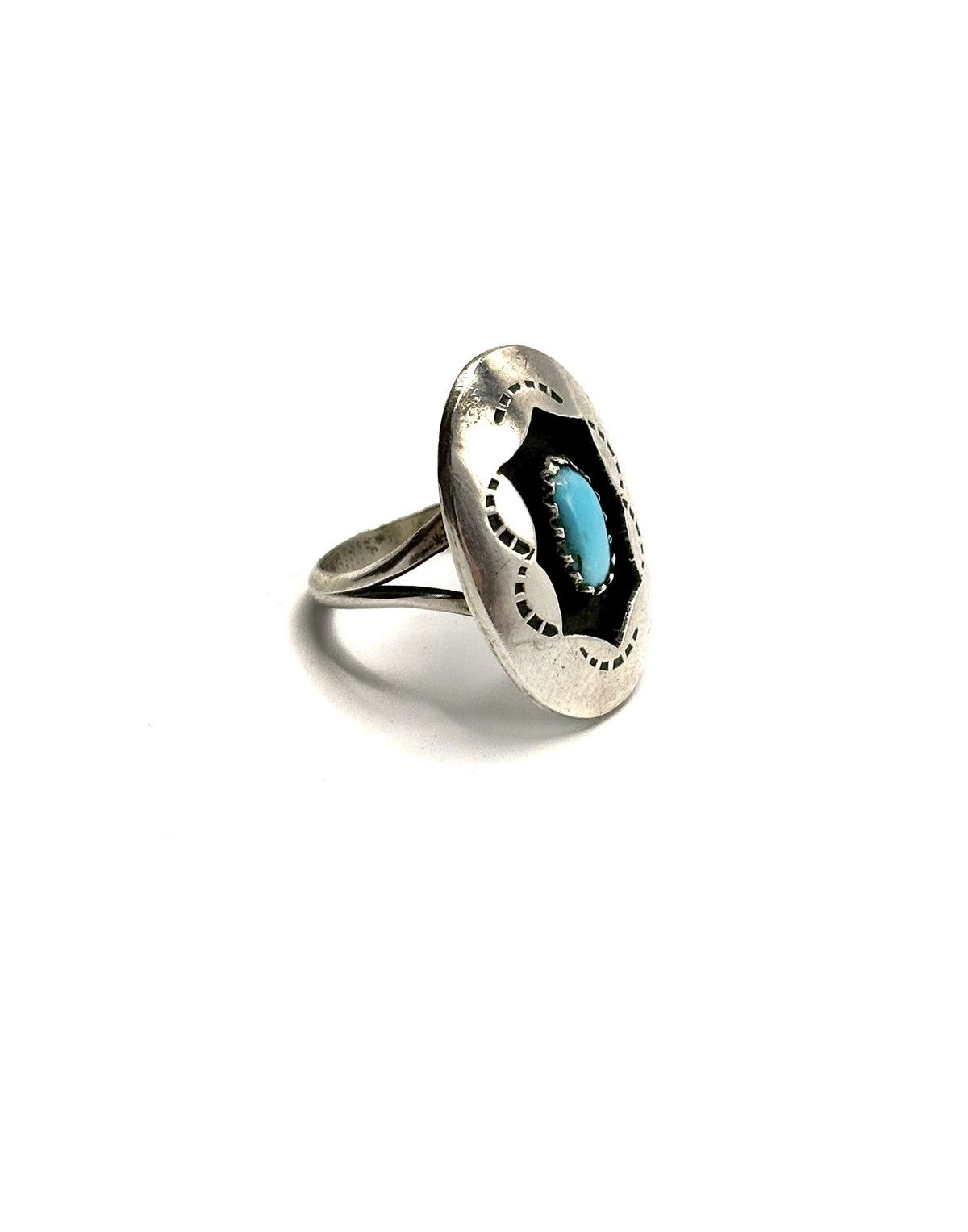Sterling Silver Navajo .925 Sterling Silver Turquoise Ring Size ONE SIZE - 1 Thumbnail