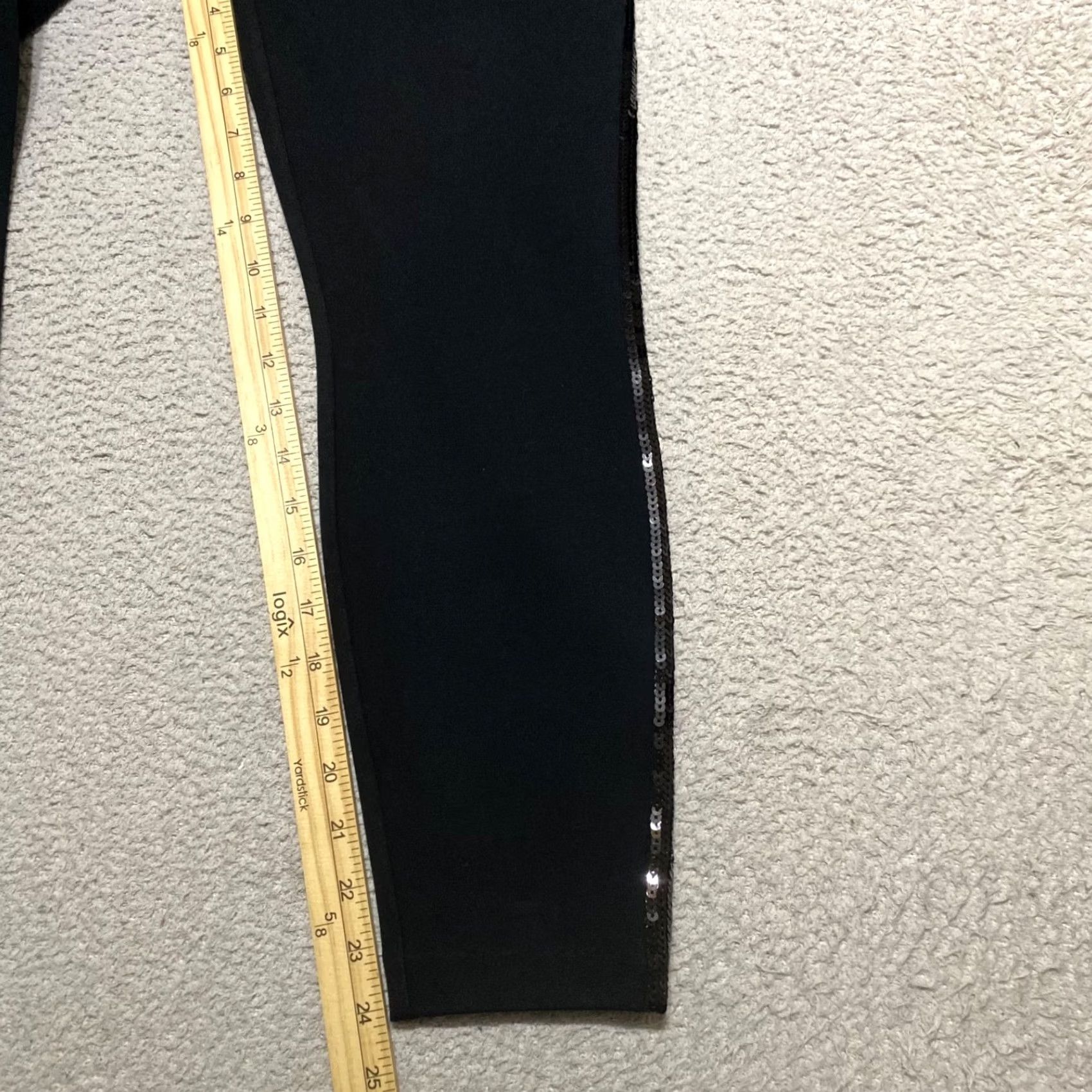 Spanx Spanx Womens Leggings Black Sequin Stripe Slim Pull On XS S Image: Spanx Womens Small Pants Black Leggings Black Skinny Sequin Striped Pull On Size 42" / US 20 - 6 Thumbnail