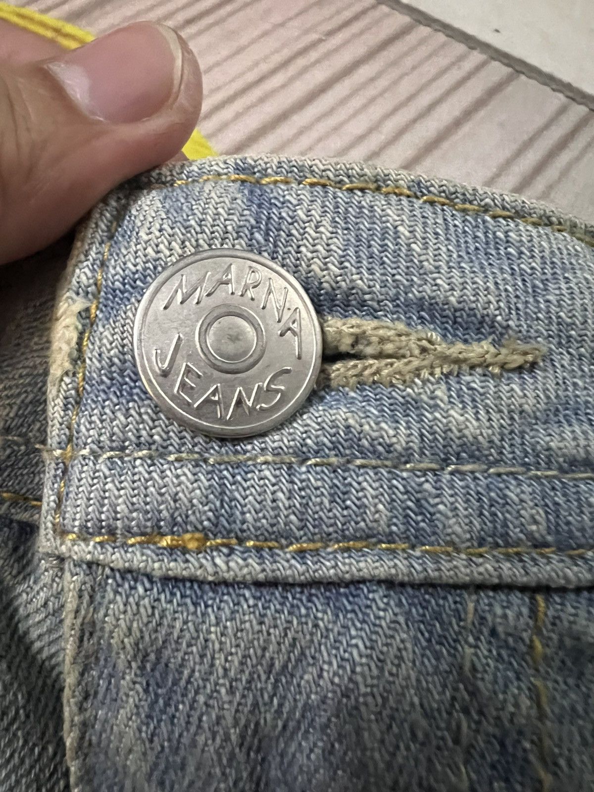 Japanese Brand 💥Flare💥Marna Clef De Sol Faded Distress Jean Size US 32 / EU 48 - 11 Thumbnail