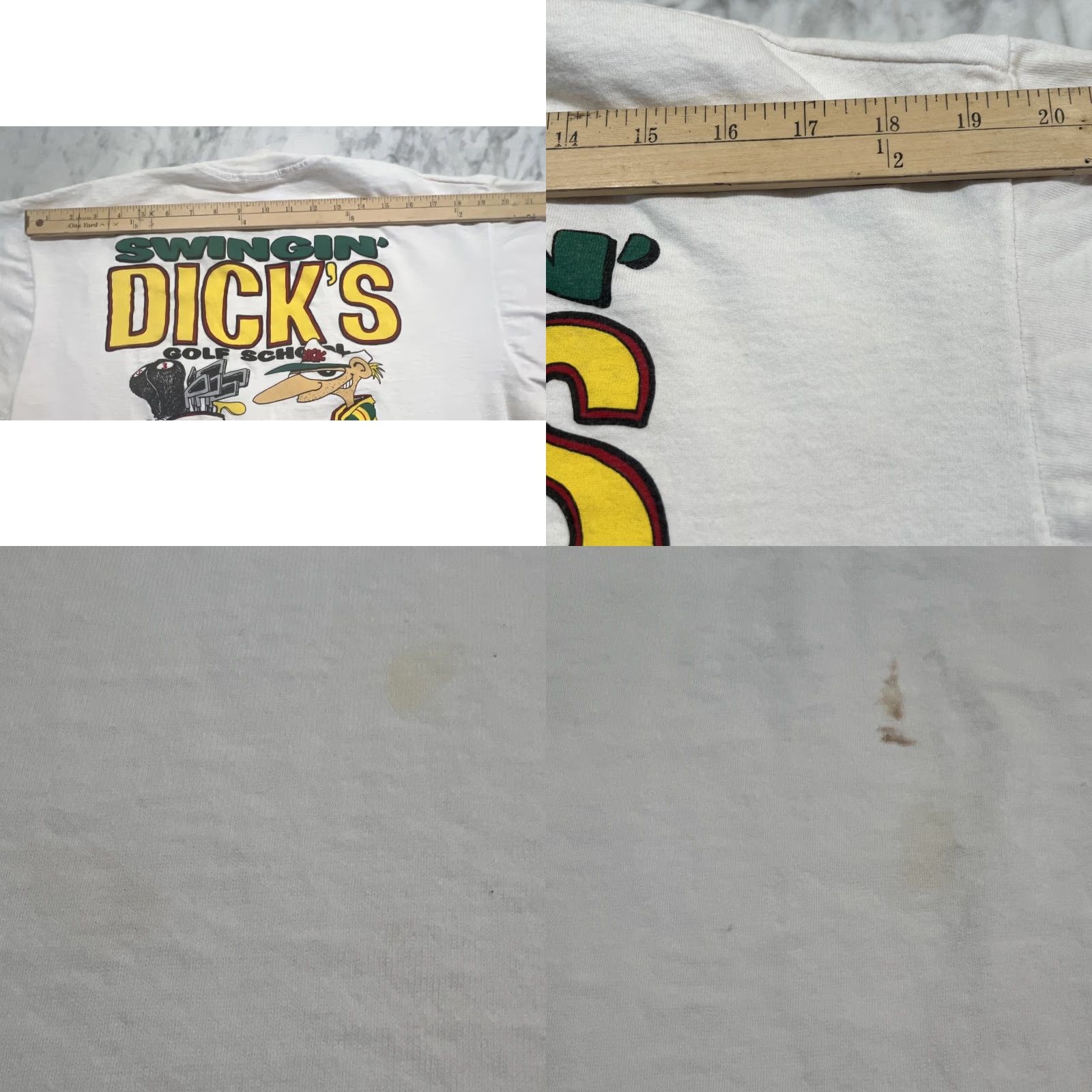 Fruit Of The Loom VINTAGE Fruit Of The Loom Golf T-Shirt Men XL White Crew Neck Short Sleeve 1990s Golfer 90s Funny Dick’s Swingin’ Golf School Shirt Size US XL / EU 56 / 4 - 8 Thumbnail