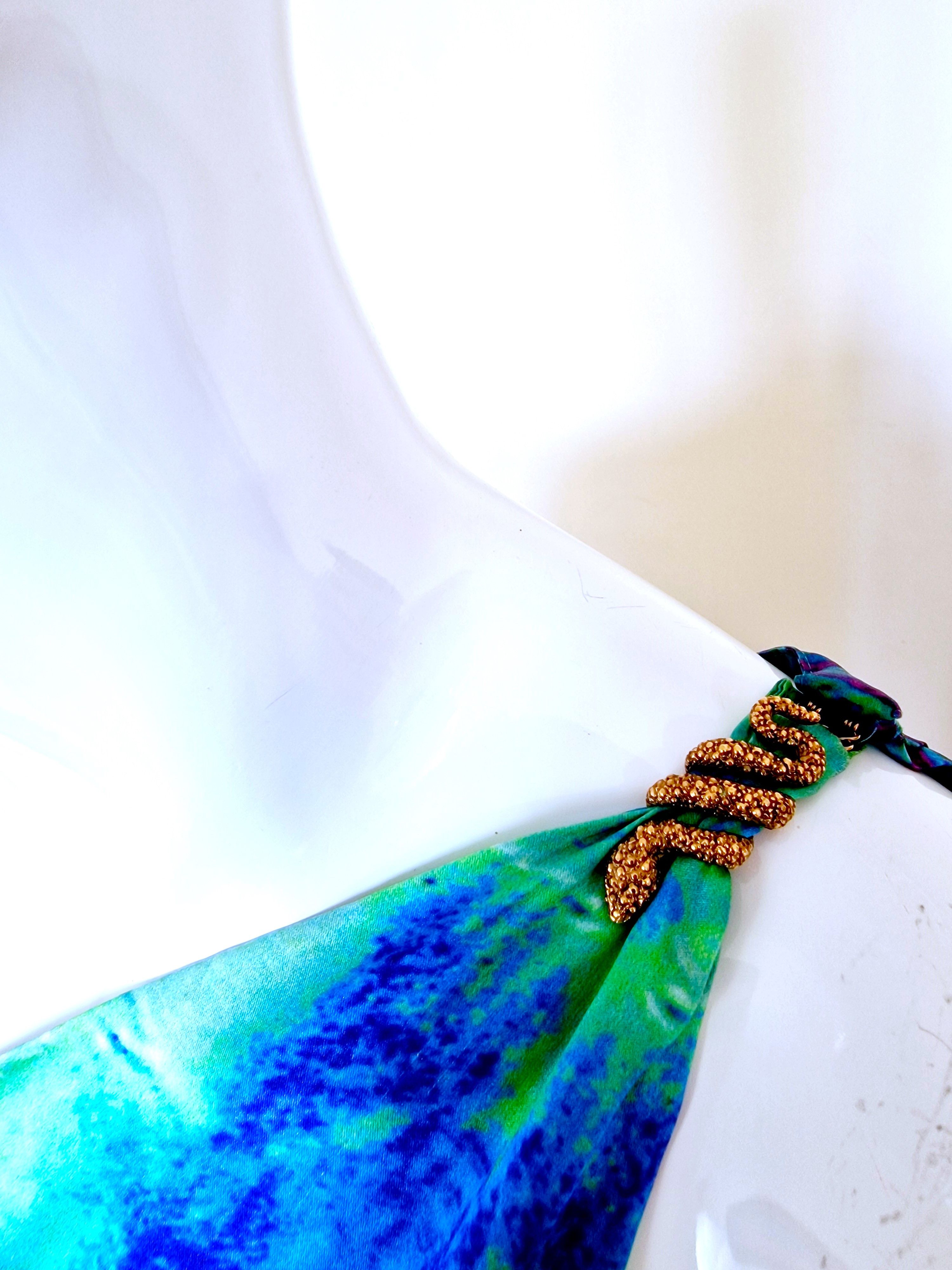 Roberto Cavalli Roberto Cavalli Vibrant Silk Peacock Feather Snake Dress Size XS / US 0-2 / IT 36-38 - 4 Thumbnail
