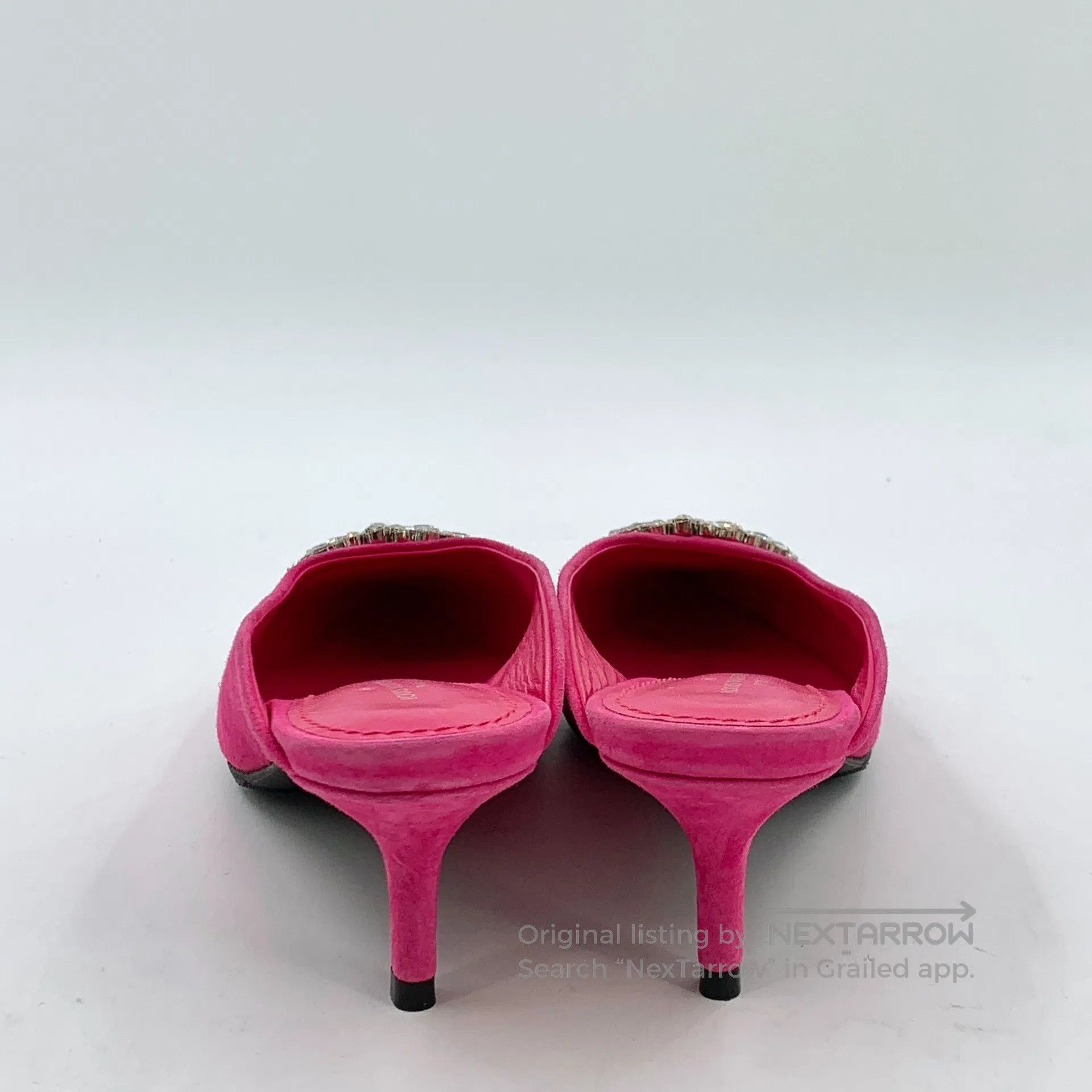Louis Vuitton Louis Vuitton Pink pointed toe studded logo design stilett Size US 4.5 / IT 34.5 - 4 Thumbnail