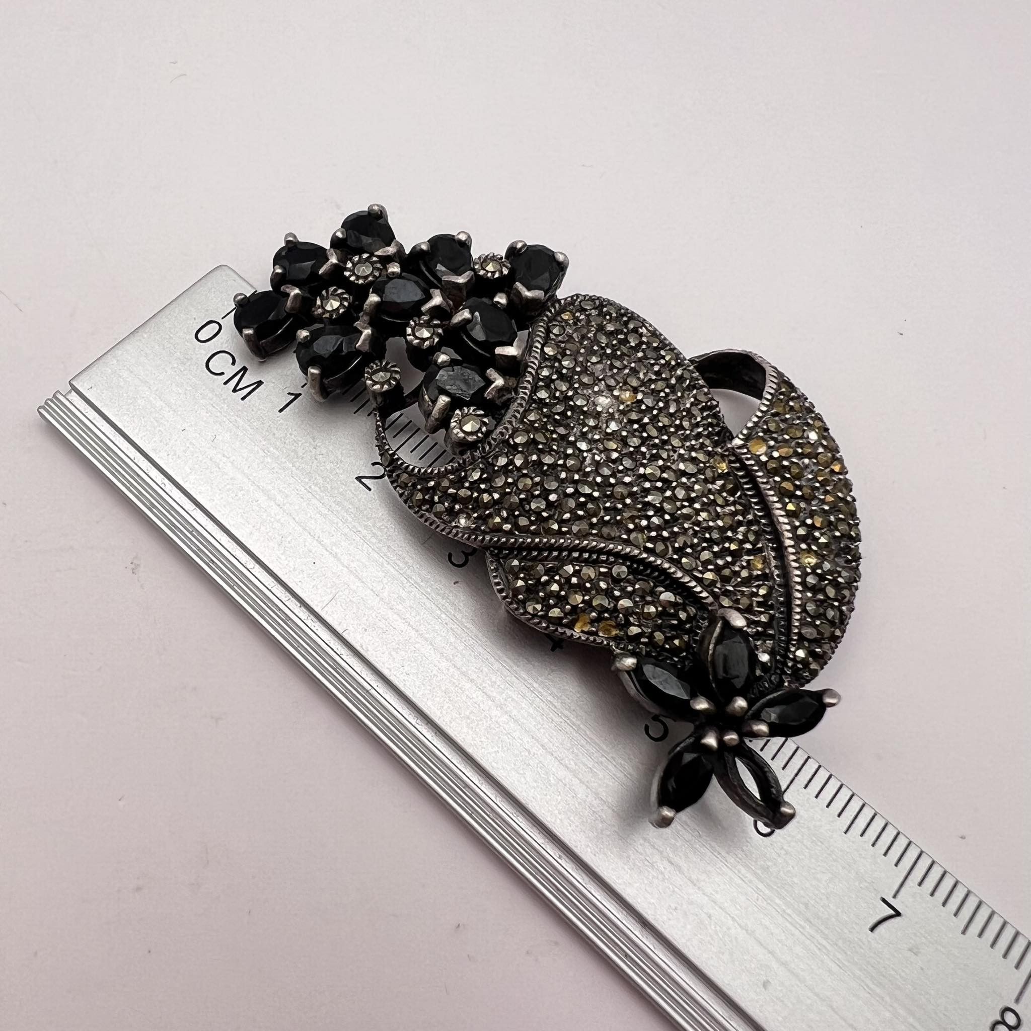 Vintage Vintage Sterling Silver 925 pin Brooch Marcasite Signed Size ONE SIZE - 8 Thumbnail