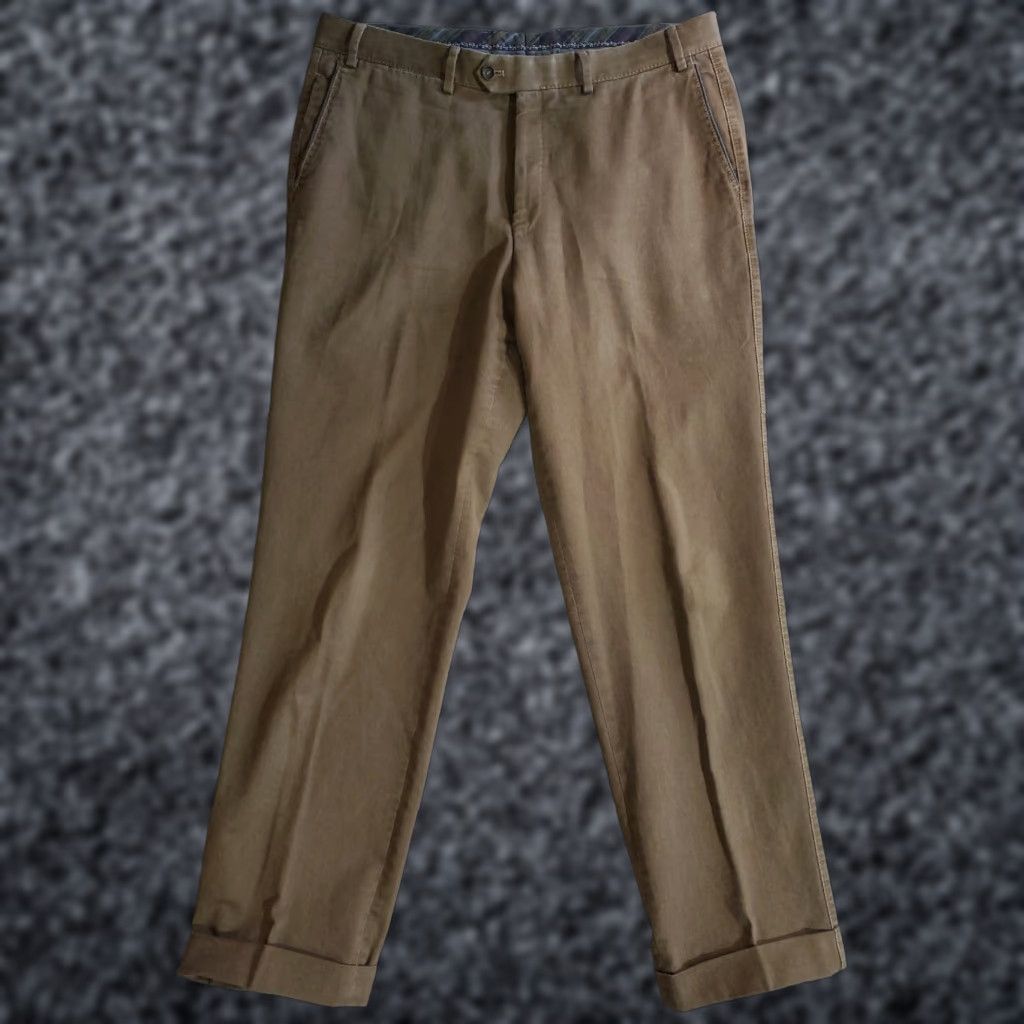 Vintage Hiltl Trousers Doyle Casual Cotton Blend Dress Pants Mens 36/38 Inseam 32 Brown Modern Preppy Straight Chino Regular Size US 36 / EU 52 - 1 Thumbnail
