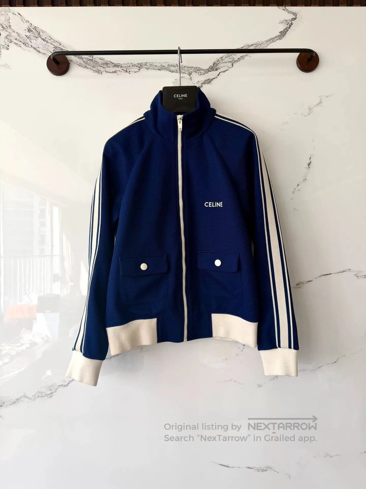 Celine Celine Blue Embroidered Logo Jacket. Size US S / EU 44-46 / 1 - 1 Thumbnail