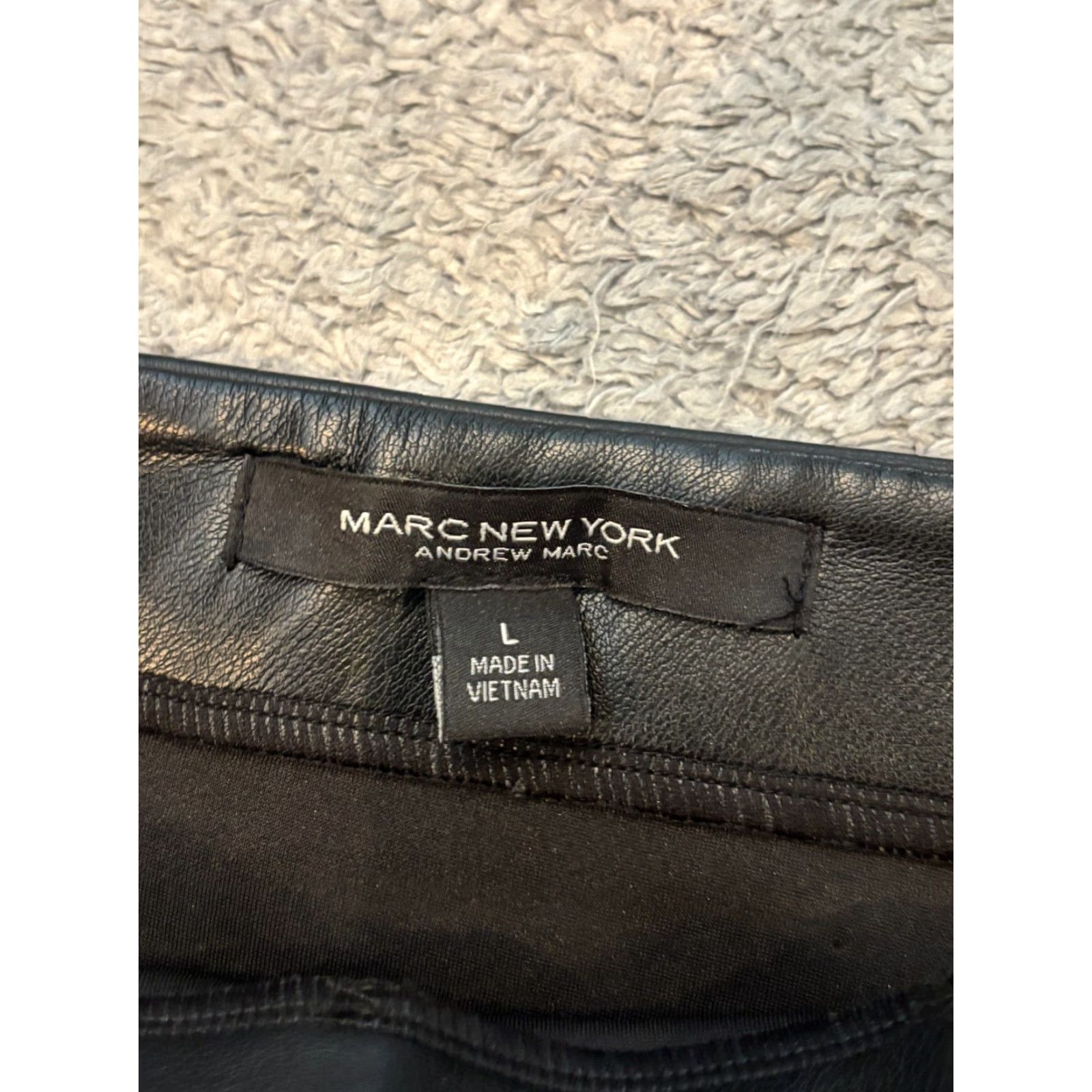 Vintage Marc New York Pencil Skirt Womens Large Black Faux Leather Trim Evening Casual Skirt Size 36" / US 14 / IT 50 - 2 Thumbnail