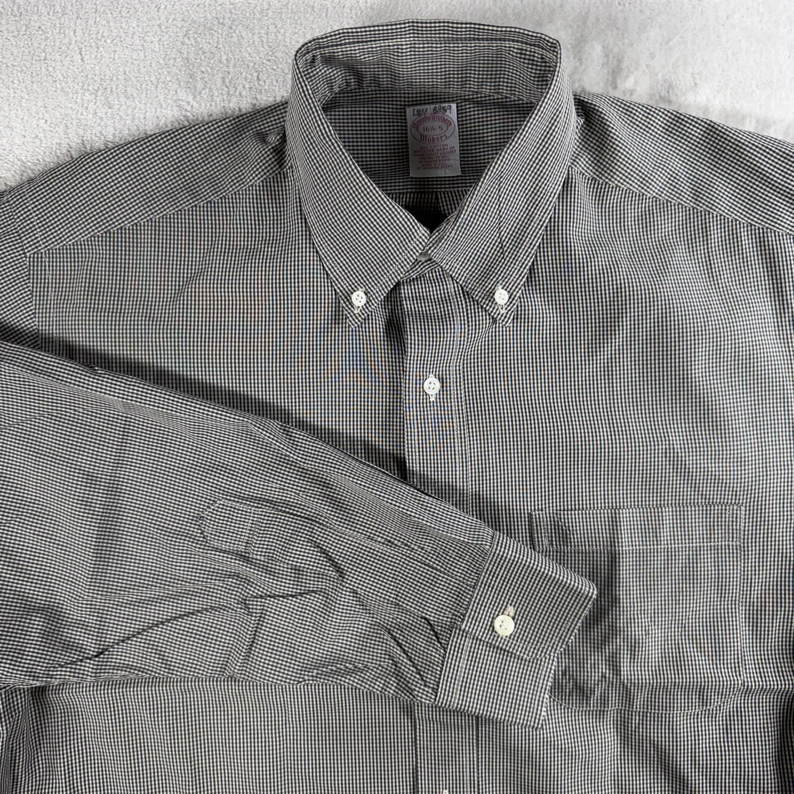 Brooks Brothers Brooks Brothers Shirt Men's 16.5 Grey All Cotton Check Size 38R - 1 Thumbnail