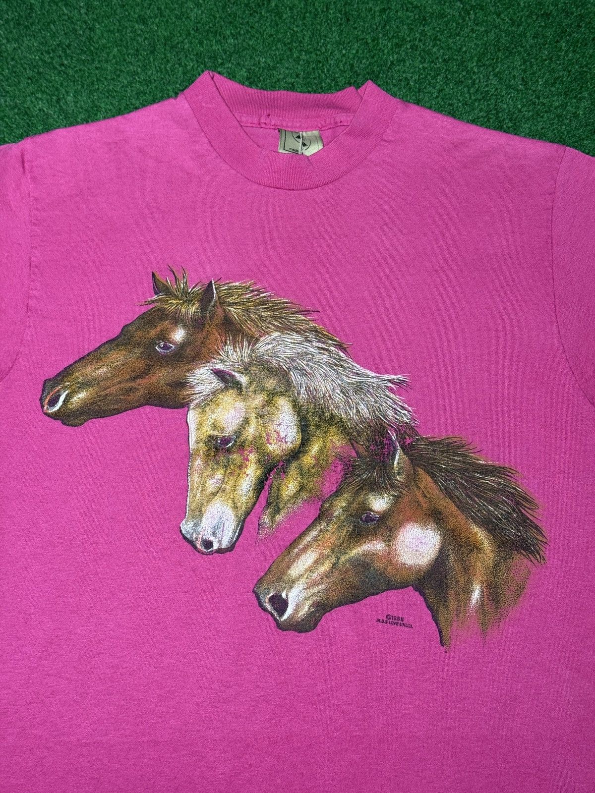 Vintage Vintage 80s Horse Animal Print Tee Pink Med Retro T Shirt Size M / US 6-8 / IT 42-44 - 2 Thumbnail