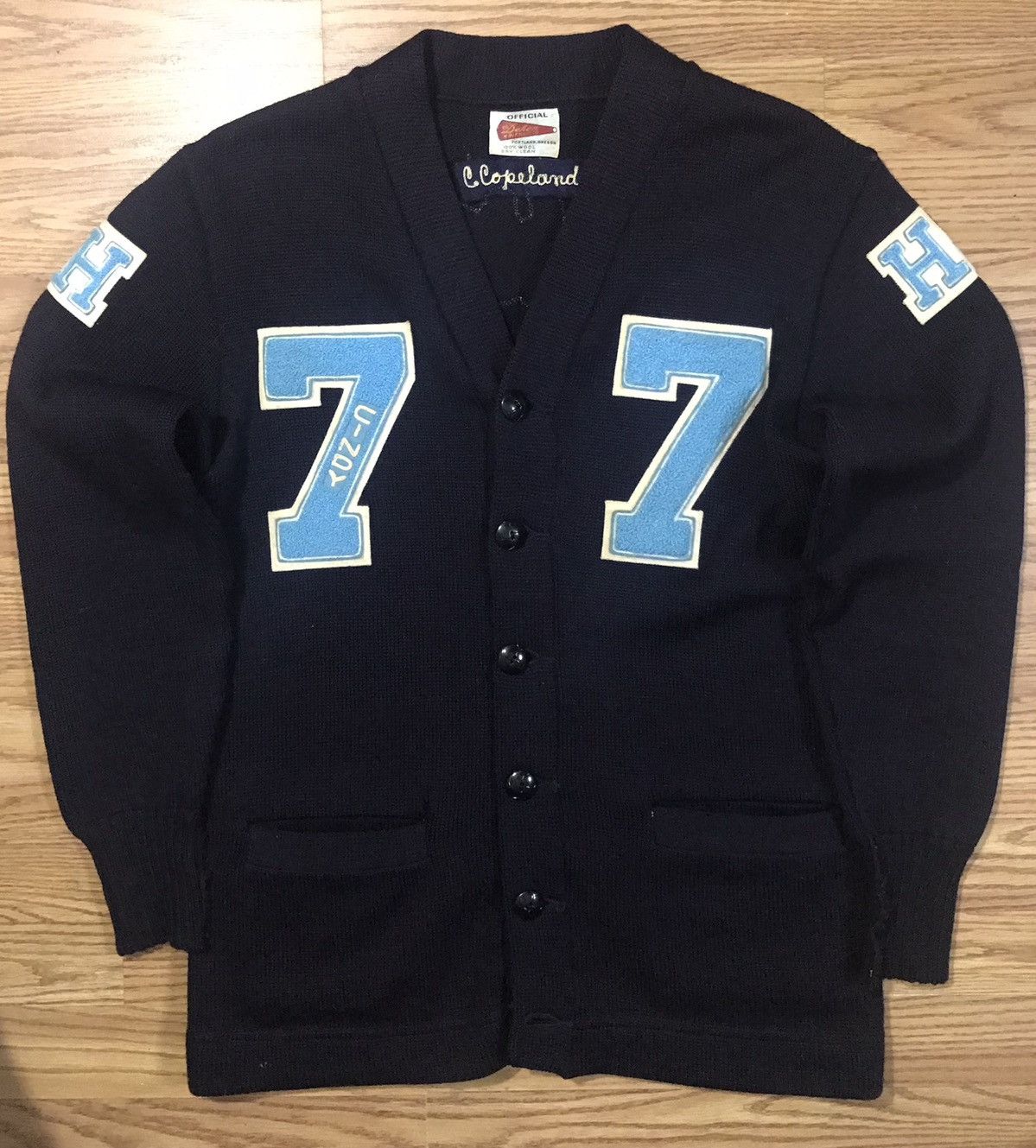 Dehen 1920 Dehen 1920 Vintage Letterman Cardigan Sweater 100% Wool Knit Size US L / EU 52-54 / 3 - 1 Thumbnail
