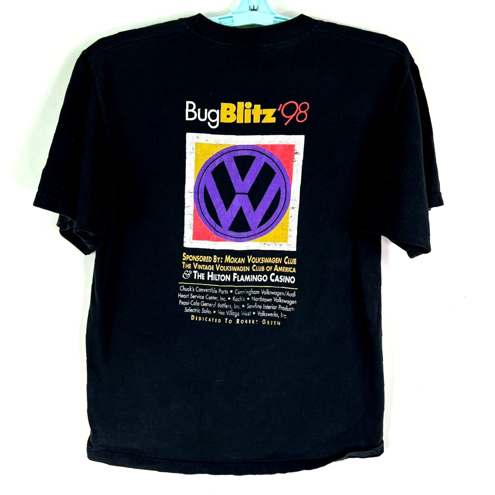 Vintage VINTAGE 1998 Volkswagen VW Bug Blitz Mo KAN Club Event T-Shirt Adult Size S Black Graphic Print 90s Mens Size US S / EU 44-46 / 1 - 5 Thumbnail