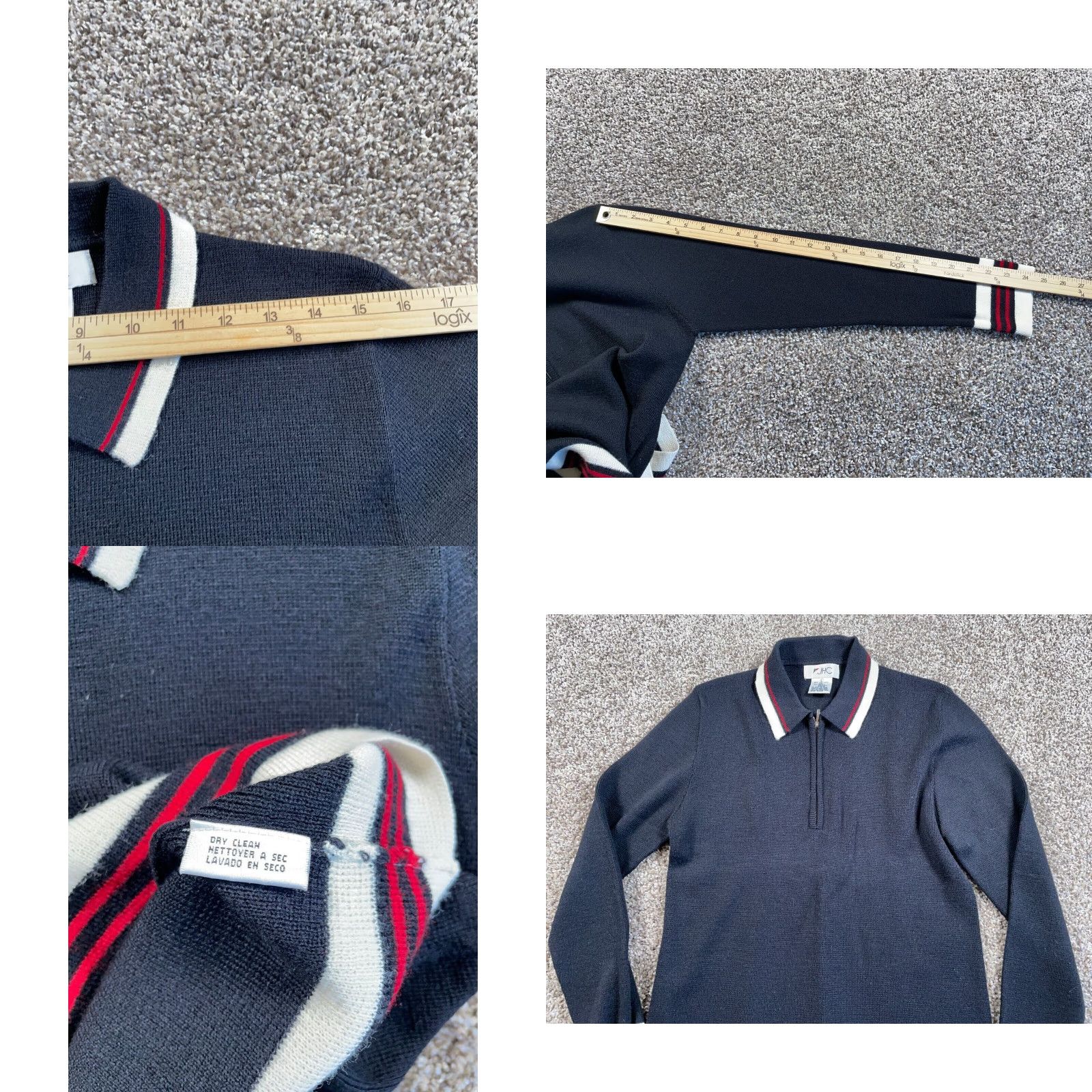 Vintage WOMENS Vintage Black Red White Trim Lightweight Wool Blend 1/4 Zip Sweater Large Preppy Retro Size L / US 10 / IT 46 - 8 Thumbnail