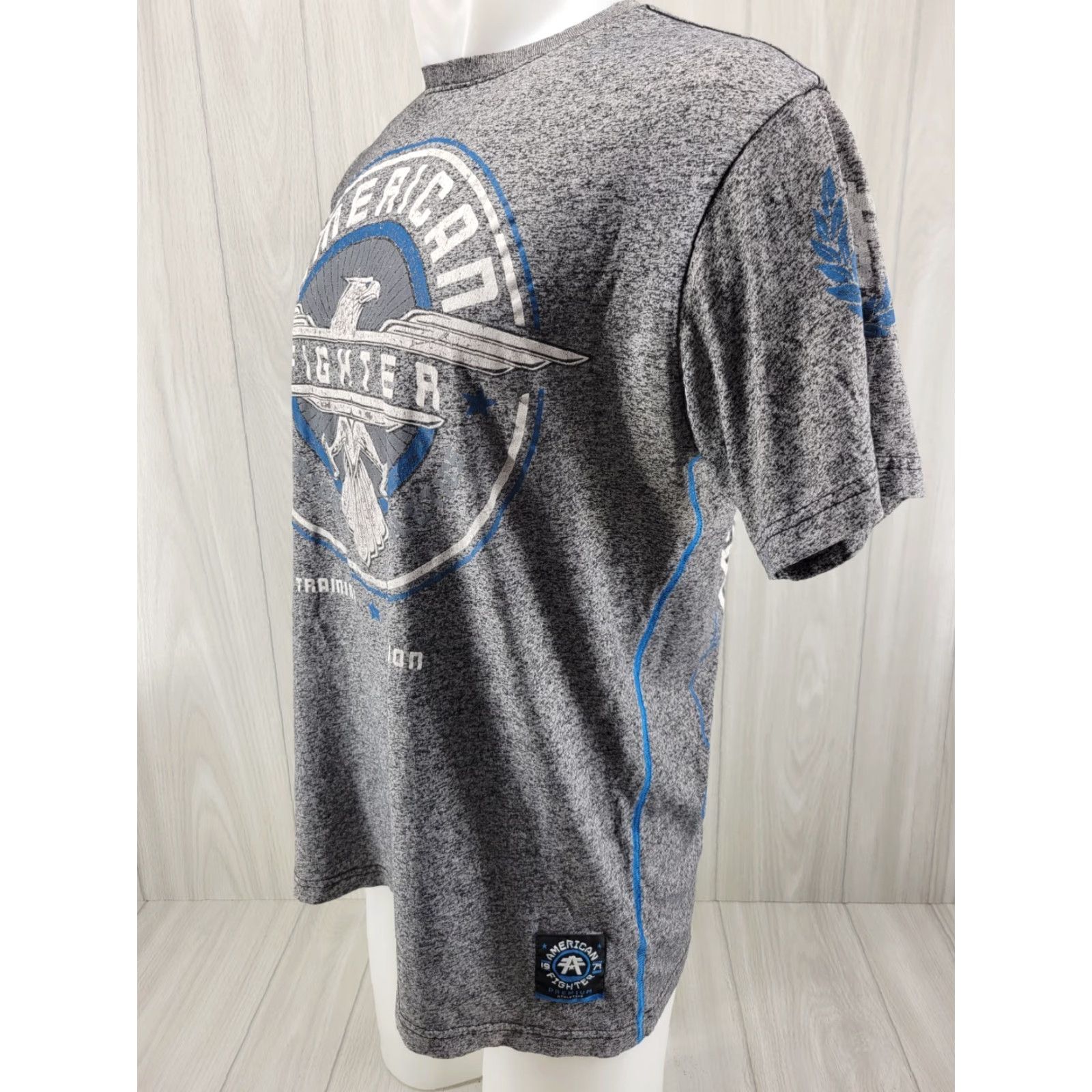 Vintage VINTAGE American Fighter Premium Shirt Mens Large Light Gray Blue Double Sided Graphic Size US L / EU 52-54 / 3 - 3 Thumbnail