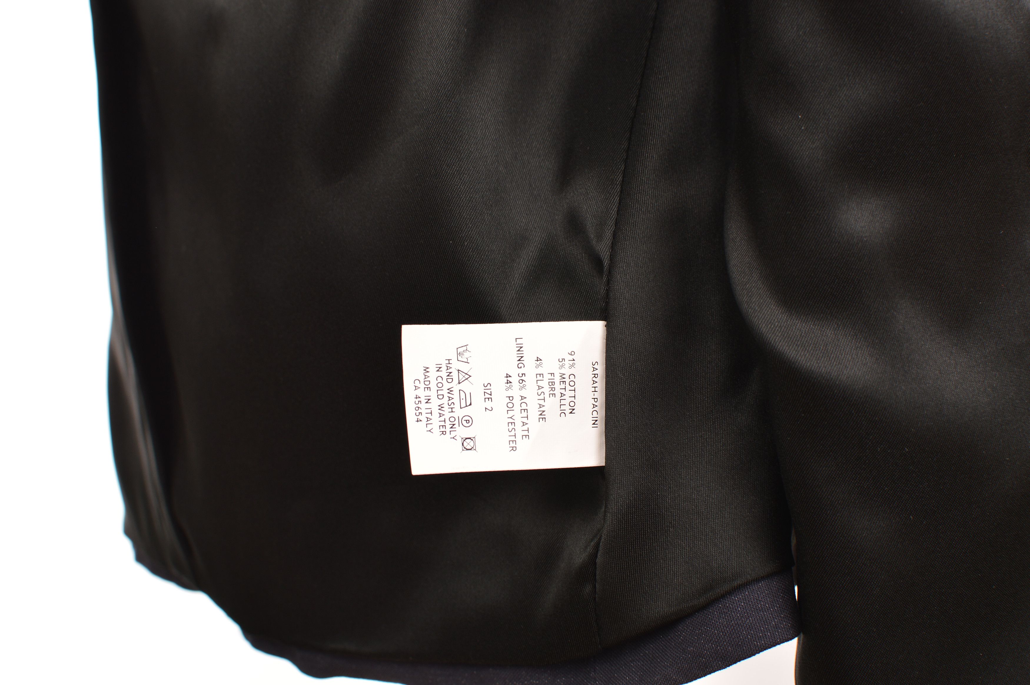 Sarah Pacini Sarah Pacini Dark Navy Cotton Blend Full-Zip Jacket Size M / US 6-8 / IT 42-44 - 7 Thumbnail