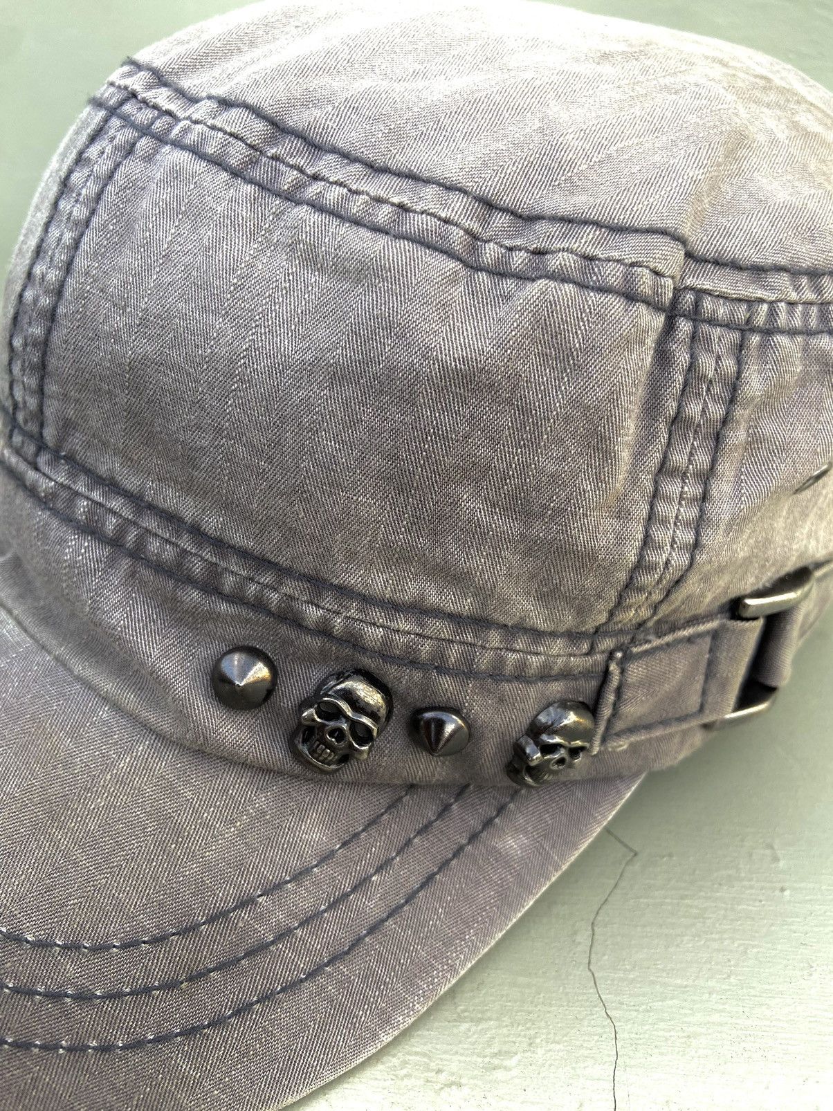 If Six Was Nine 2000s punk skull studded washed patrol hat Size ONE SIZE - 3 Thumbnail
