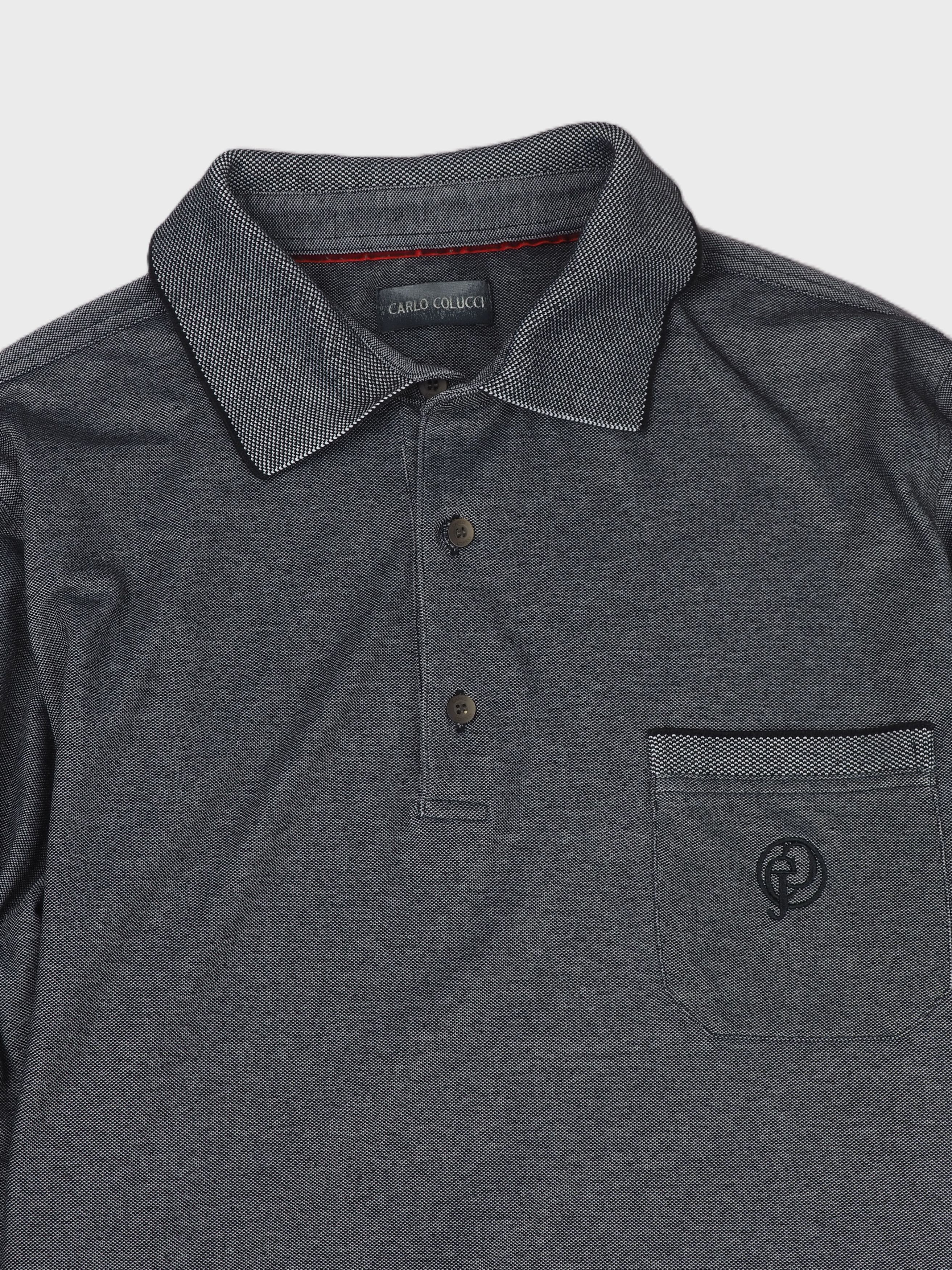 Carlo Colucci Carlo Colucci Long Sleeve Polo Shirt Dark Grey / Graphite Size US M / EU 48-50 / 2 - 2 Thumbnail