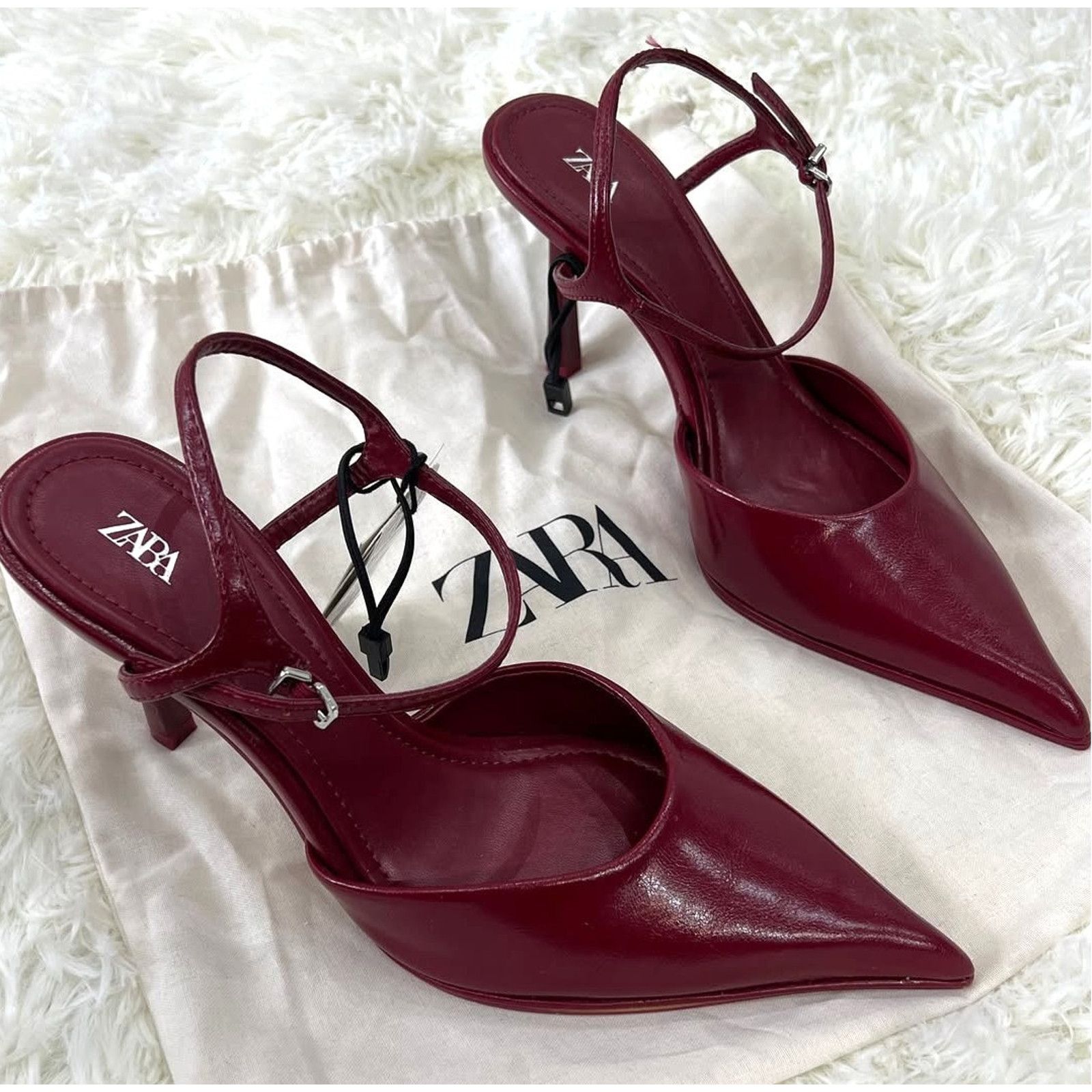 Zara ZARA Cherry Red Slingback Heels Pointed Toe Pumps NWT Size US 10 / IT 40 - 14 Thumbnail