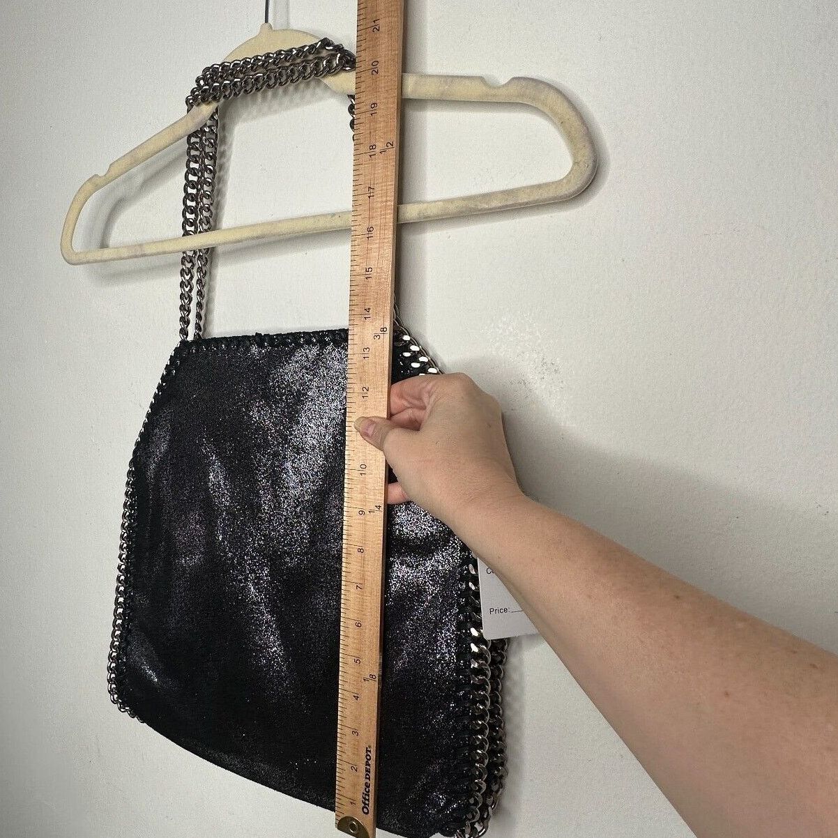 Other NWT Chic Fabella Tote Black Silver Chain Leatherette Zip Size ONE SIZE - 13 Thumbnail
