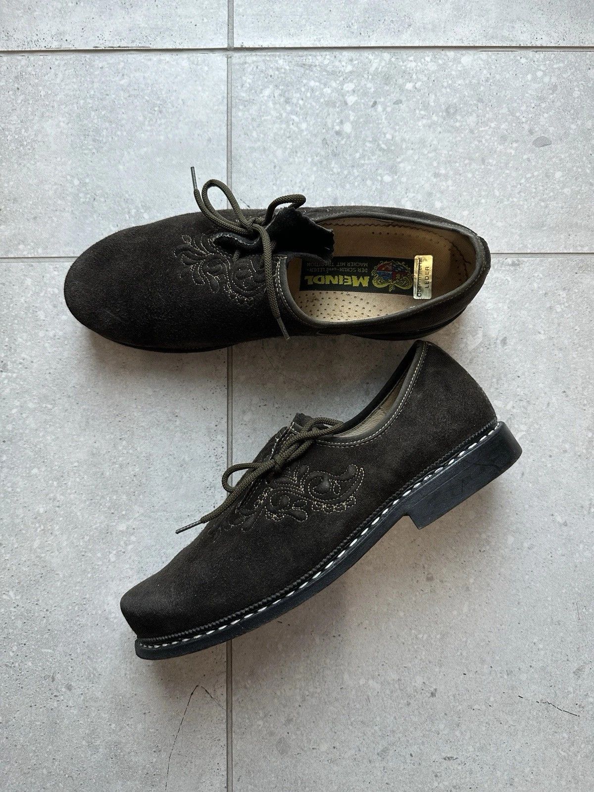 Meindl Traditonal Shoes Brown Suede Skywalk Bavarian Men's