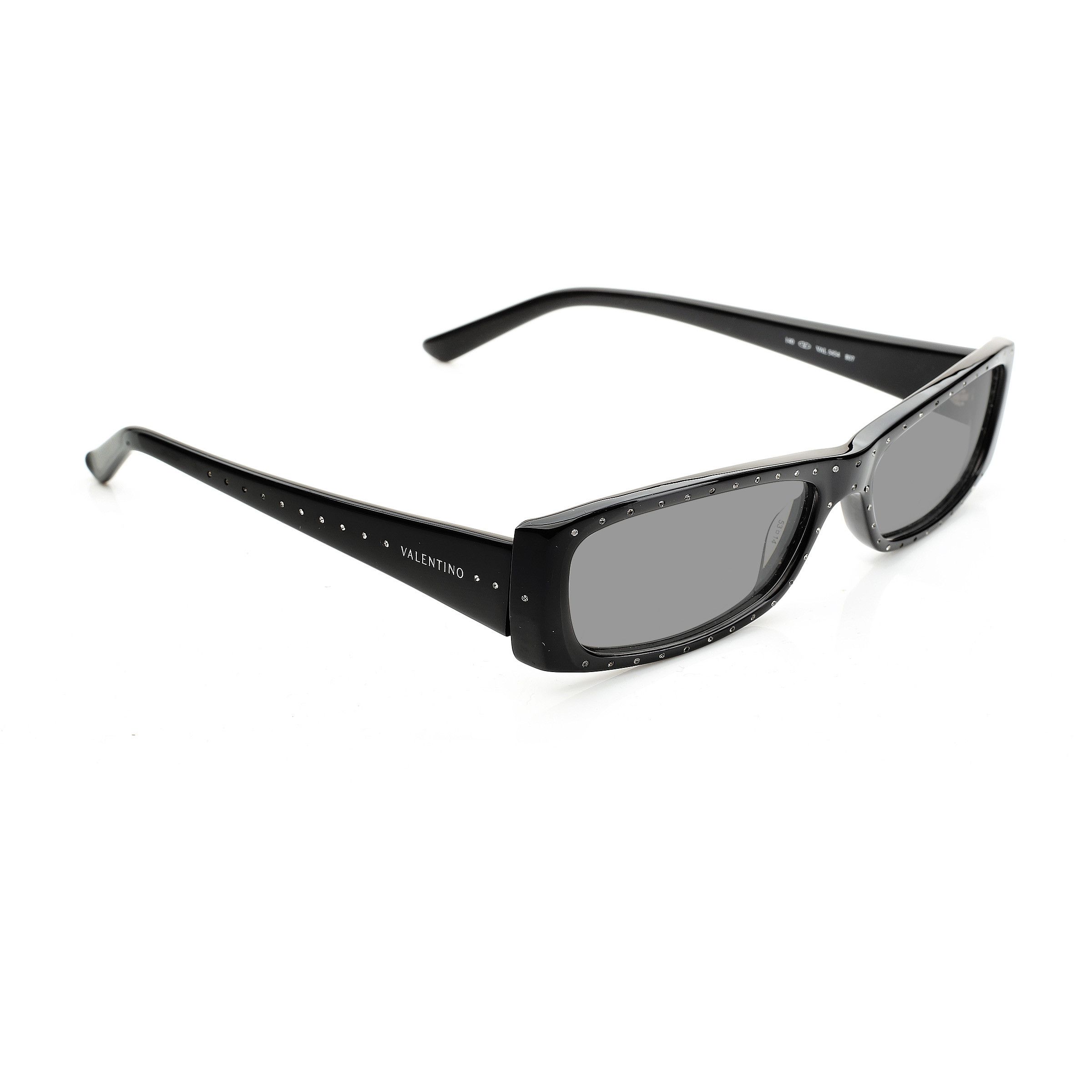 Valentino '00s Black Crystals Plastic Flat Sunglasses
