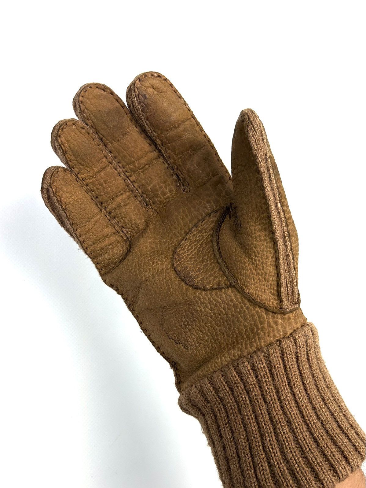 Loewe Archive Loewe Leather Gloves Brown Wool Vintage Luxure Men’s Size ONE SIZE - 6 Thumbnail