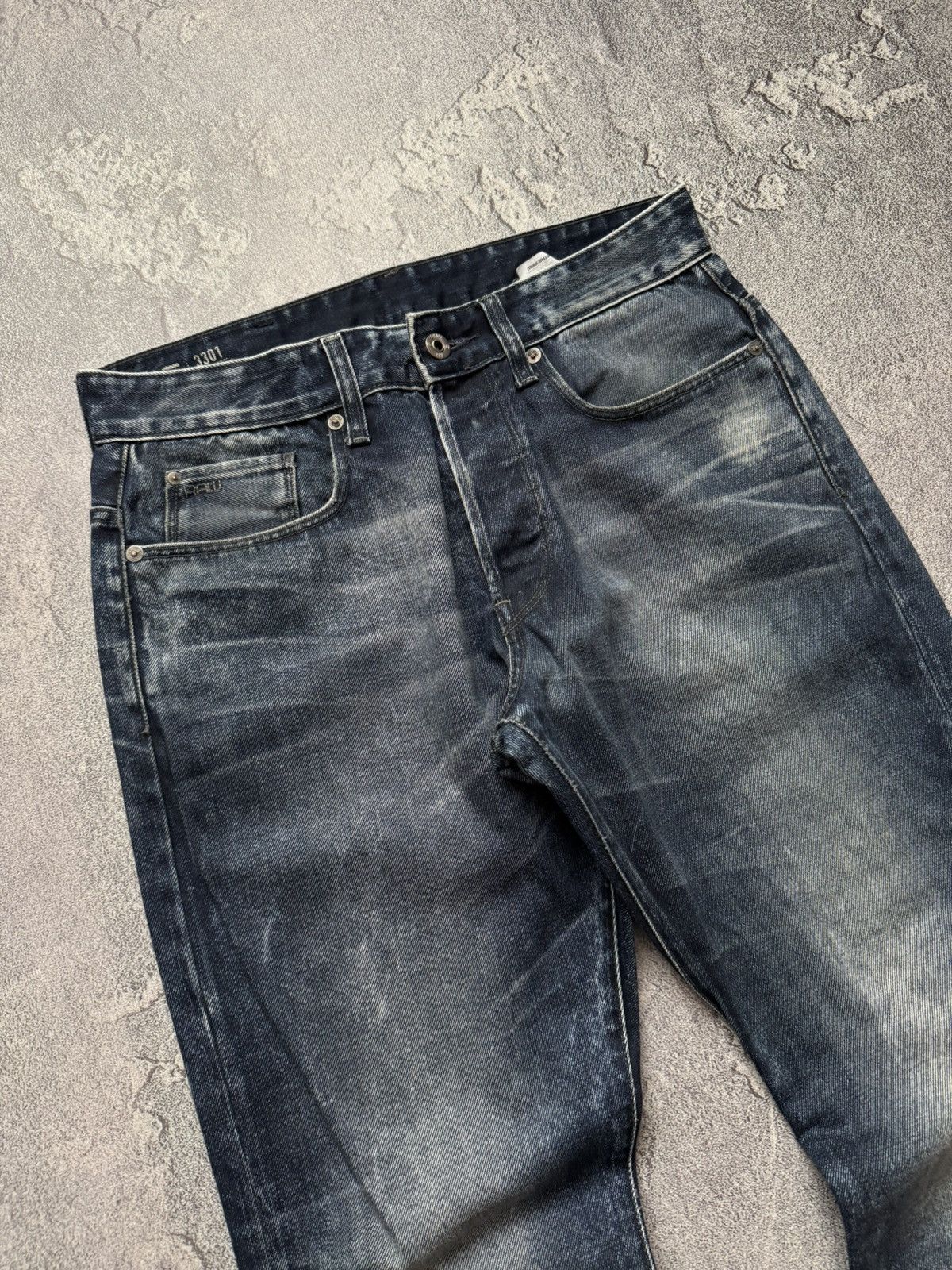 G-Star G star raw 30/32 3301 tapered washed denim pant trouser jean Size US 32 / EU 48 - 9 Thumbnail