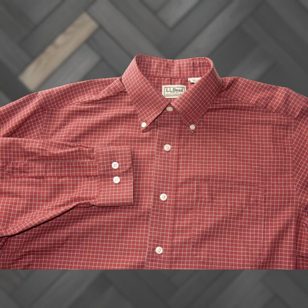 Vintage VINTAGE L.L. Bean Men's Long Sleeve Plaid Button-Up Shirt Size M Medium Red Cotton Size US M / EU 48-50 / 2 - 1 Thumbnail