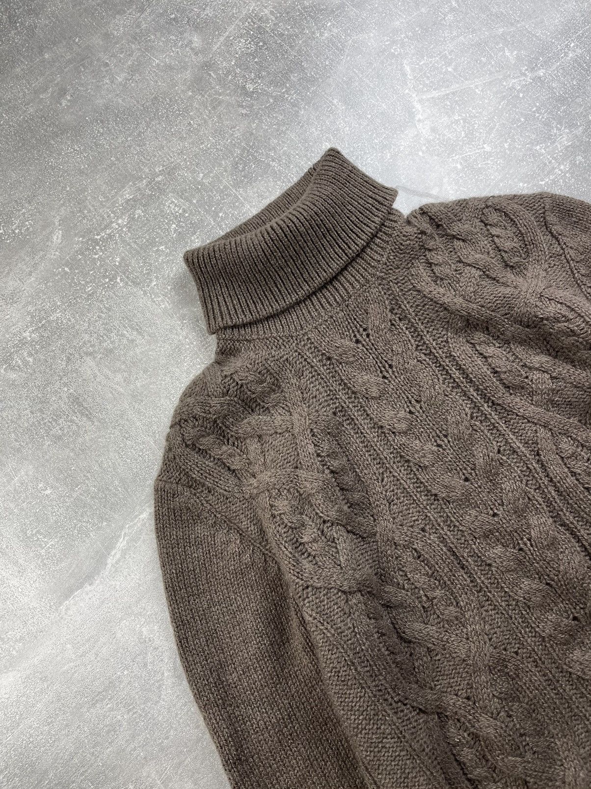 Tagliatore Taglitore Luxury Brown Hight Neck Wool Open Knit Sweater Size US S / EU 44-46 / 1 - 3 Thumbnail