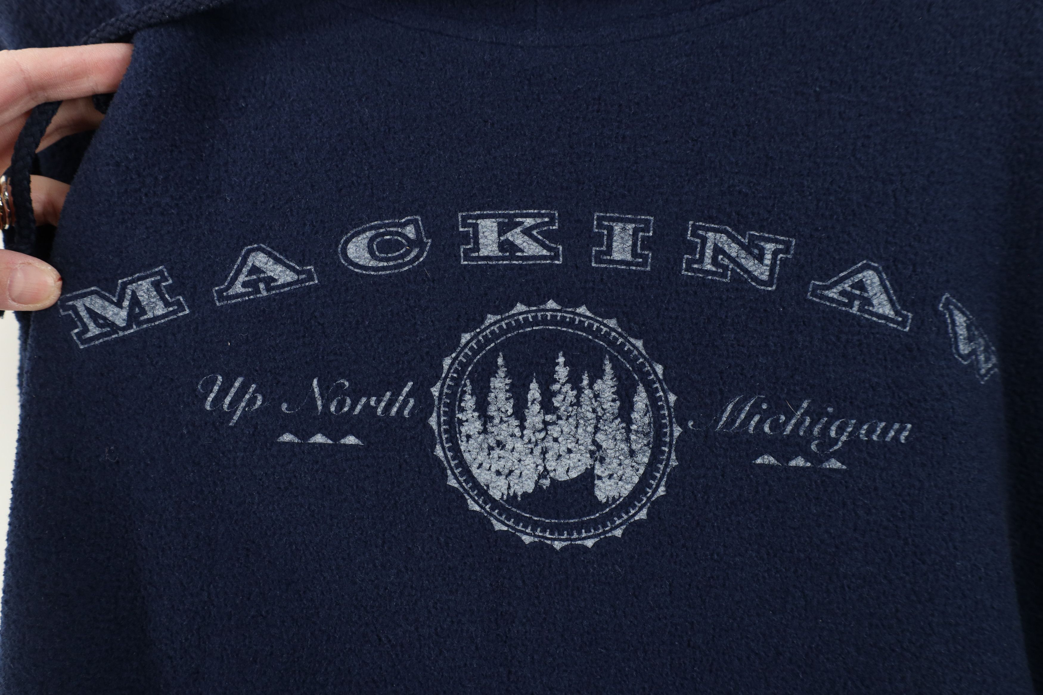 Vintage Vintage 90s Streetwear Michigan Mackinaw Fleece Hoodie Blue Size US XL / EU 56 / 4 - 4 Thumbnail