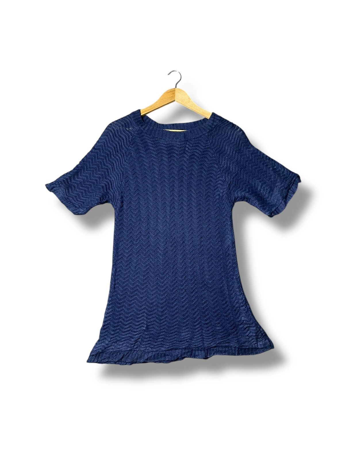 Designer × Japanese Brand × Vintage Modern Design Knitted Short Sleeve Shirts (44) Size US XXS / EU 40 - 1 Thumbnail