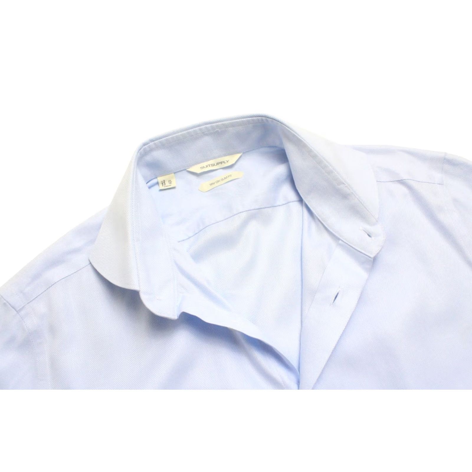 Suitsupply Suitsupply Try On Slim Fit Formal Shirt Men's 41L / 16L Cutaway Collar Blue Shirt Size 42R - 4 Thumbnail