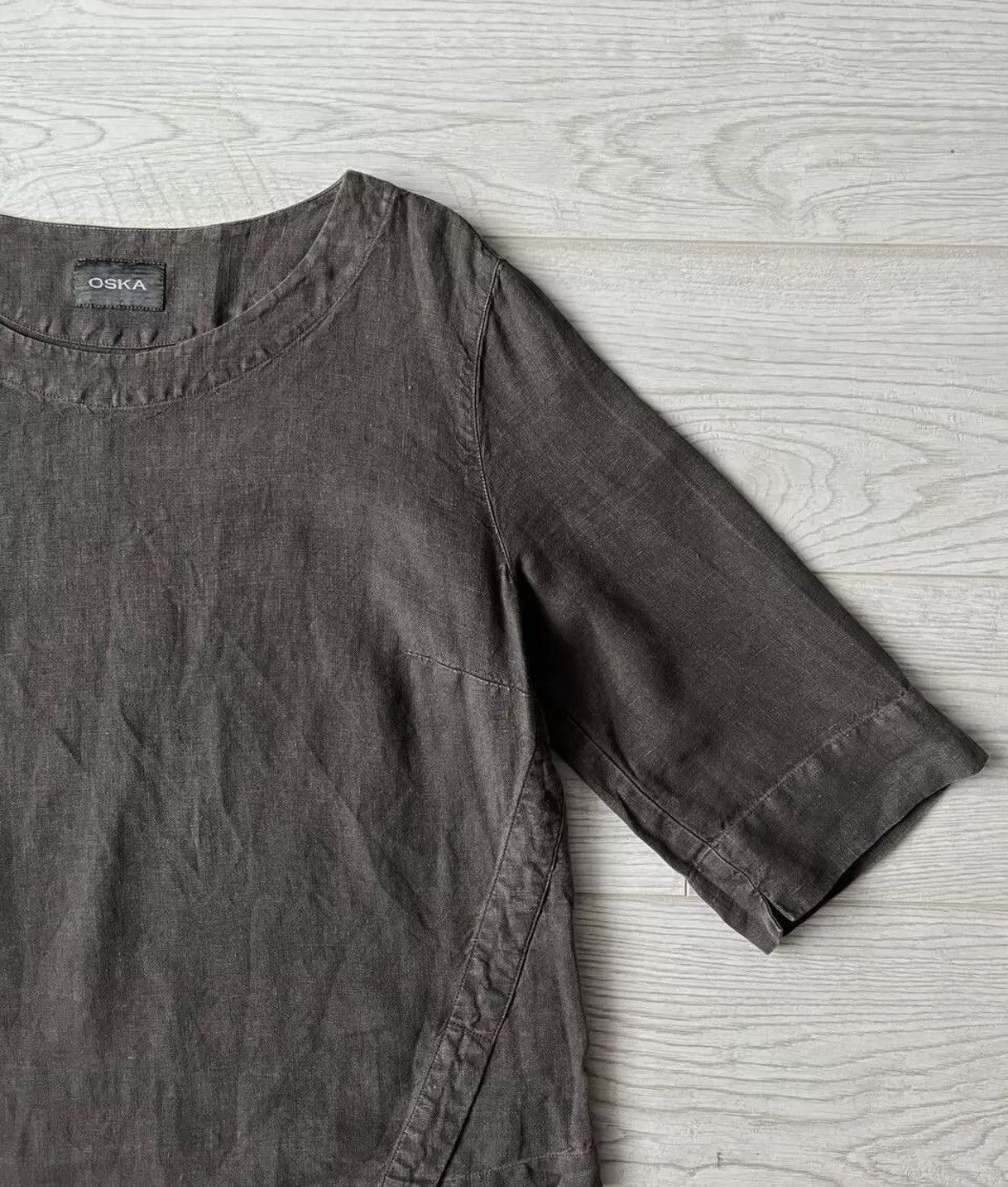 OSKA × Vintage OSKA Linen Asymmetric Hem Blouse – Size III (M/L) Size L / US 10 / IT 46 - 2 Thumbnail