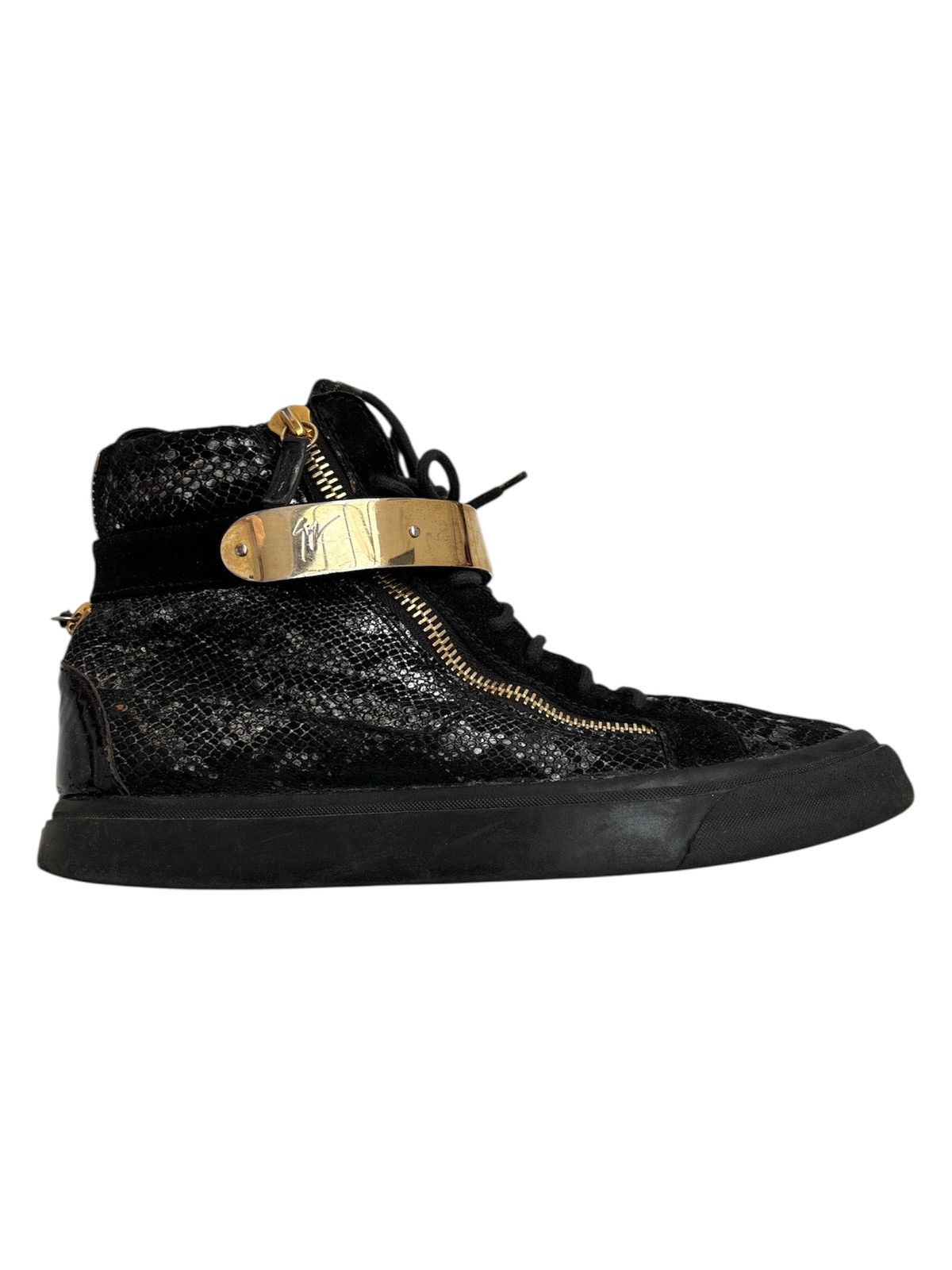 Giuseppe Zanotti Python Embossed Gold Strap Sneakers Size US 9 / EU 42 - 1 Thumbnail