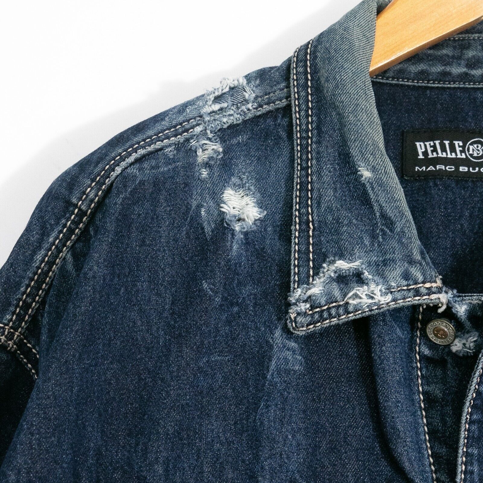 Pelle Pelle × Vintage Vintage Pelle Pelle Jean Jacket Mens 2XL - Distressed Denim Size US XXL / EU 58 / 5 - 4 Thumbnail